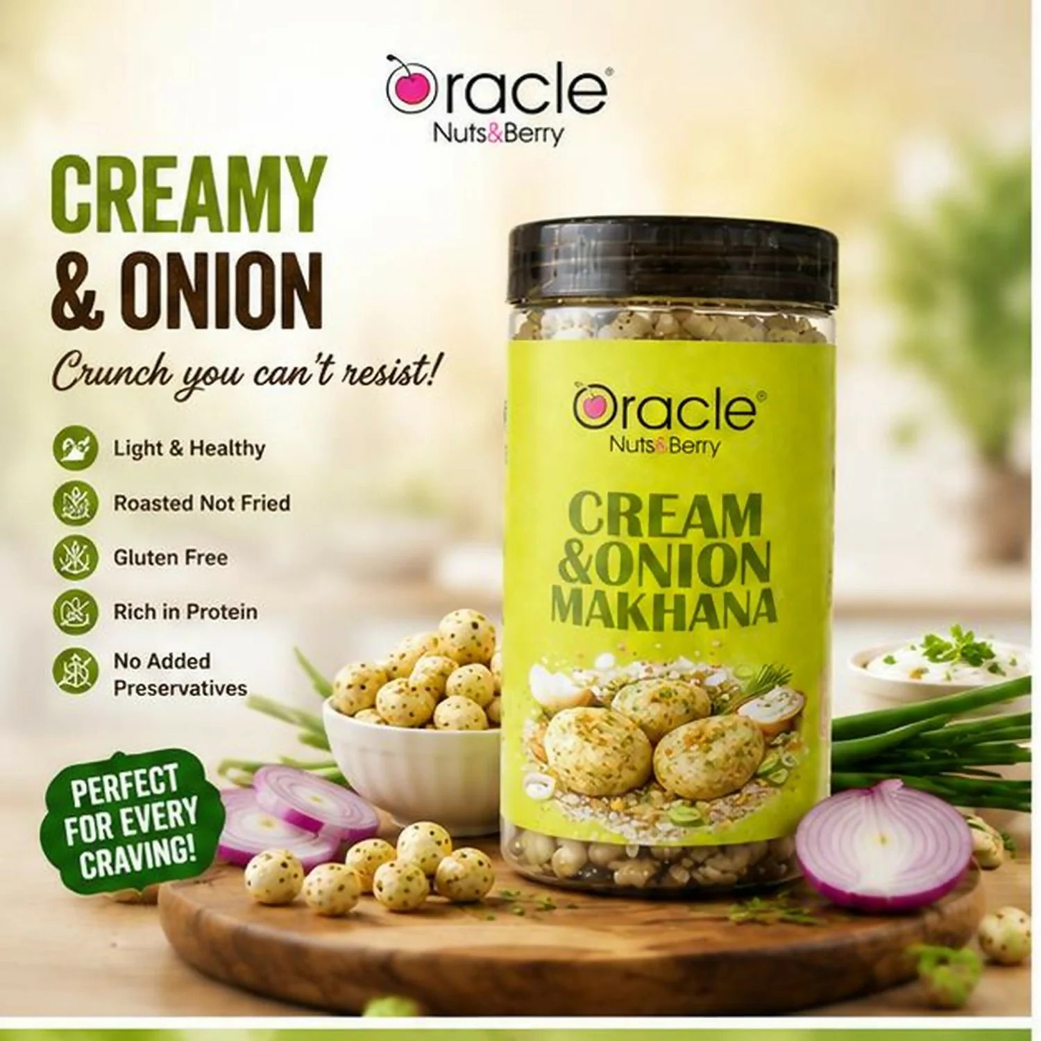 Oracle Cream & Onion Makhana | Super Tasty Roasted Fox Nuts, Gluten Free & Protein Rich 75g - Image 5