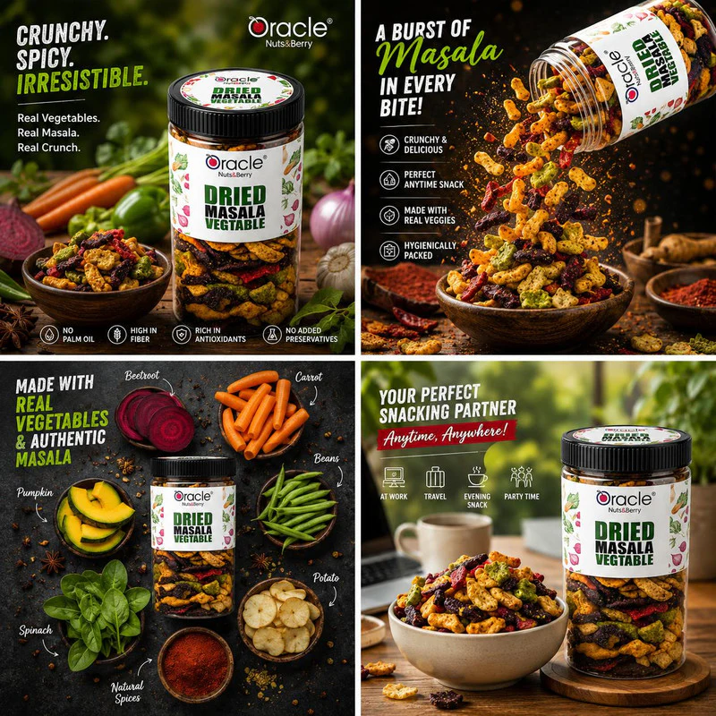 Oracle Masala Vegetables – Healthy Non-Fried Snack 250g - Image 10