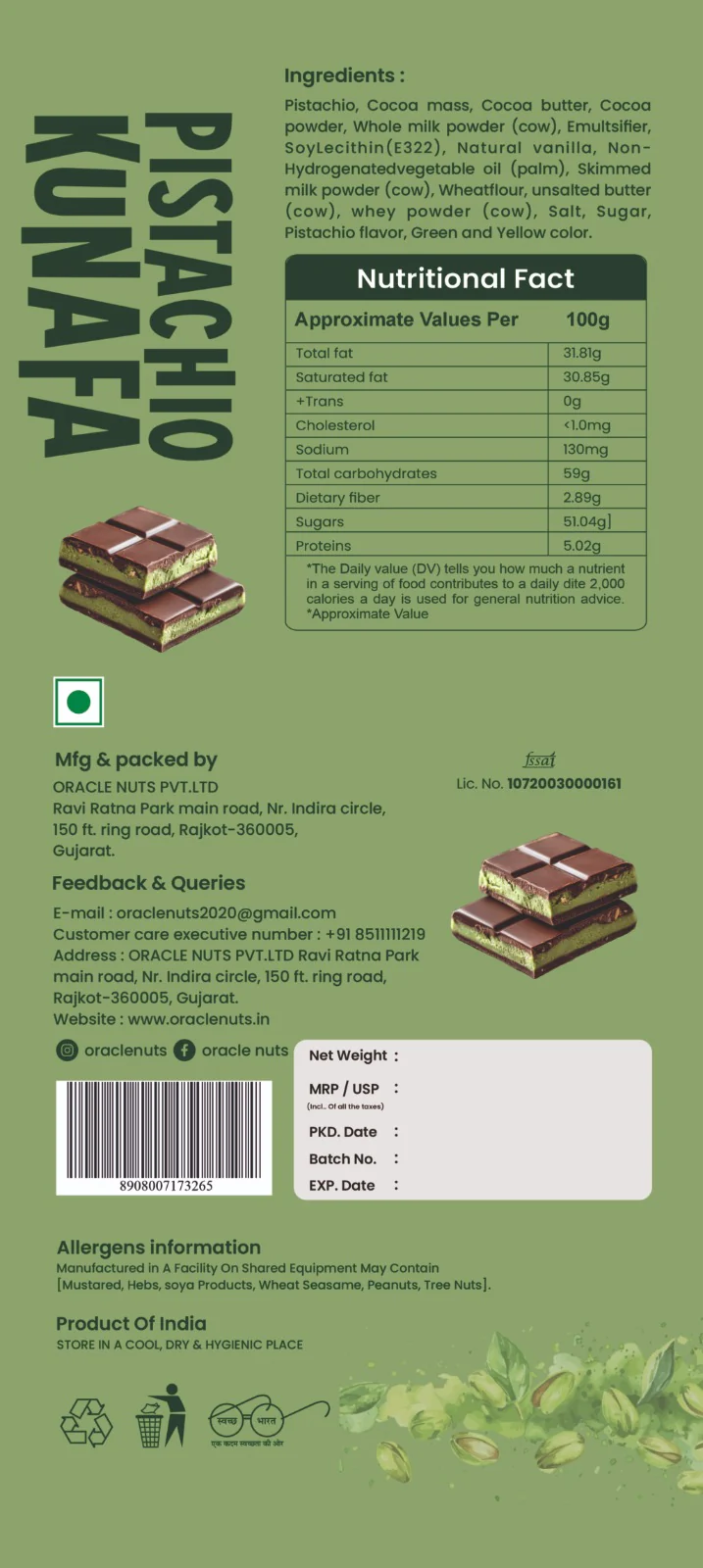 Pistachio Kunafa Chocolate Bar – Dubai-Style Crunchy Delight - Image 6
