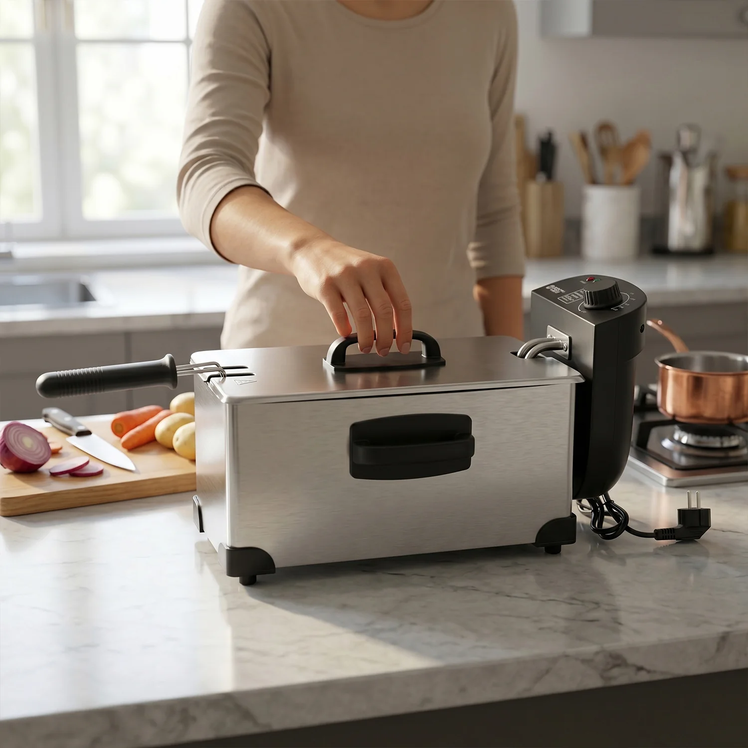 Deep Fryer 2000W – Durable 3L Stainless Steel Electric Fryer - Image 7