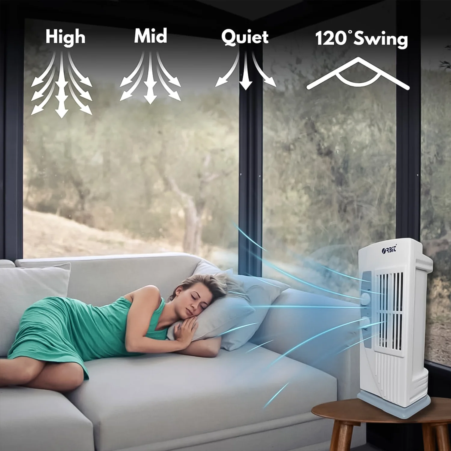 Orbit Micro Oscillating Tower Fan – Compact Adjustable Speed Fan - Image 7