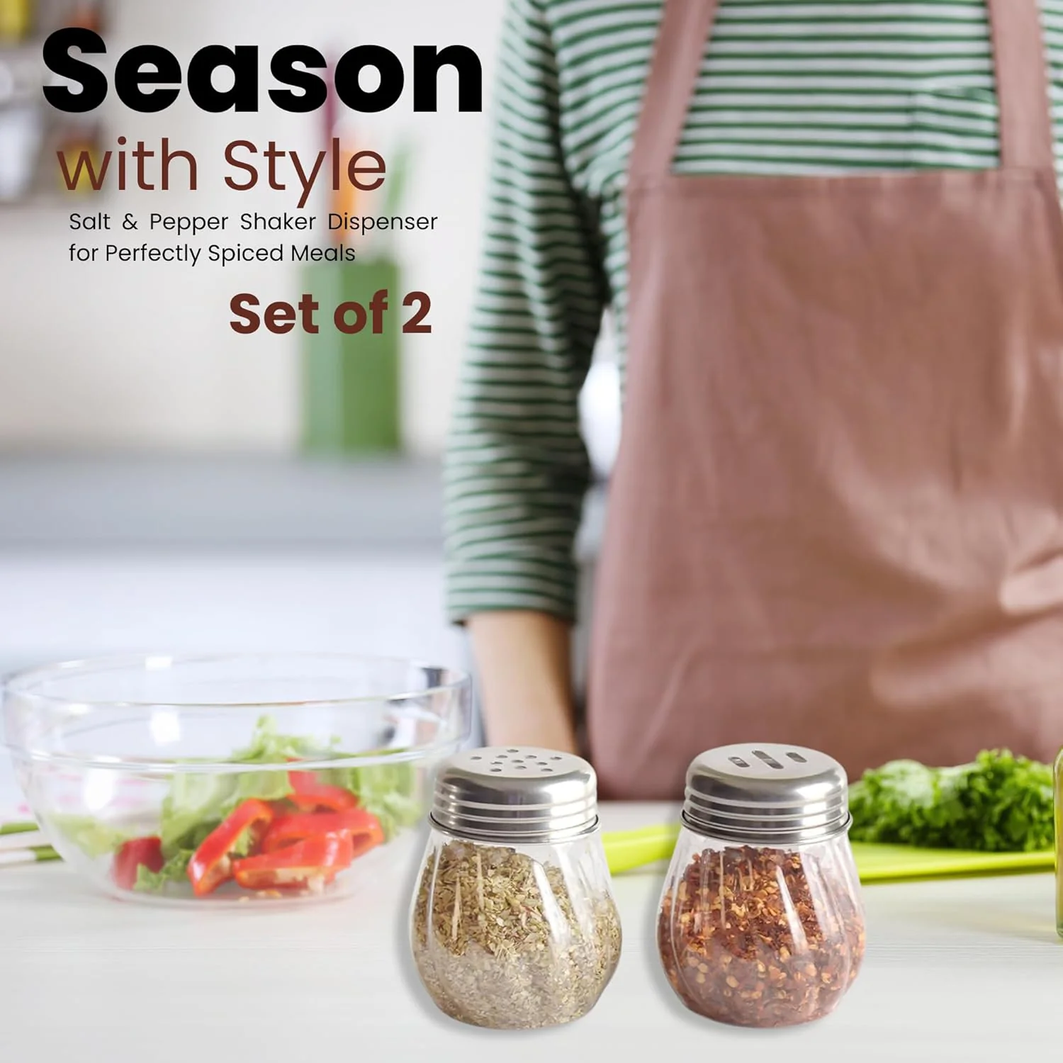 Oregano & Chilli Flakes Dispenser Set – 2 Pcs Spice Shakers with Stainless Steel Lid - Image 8