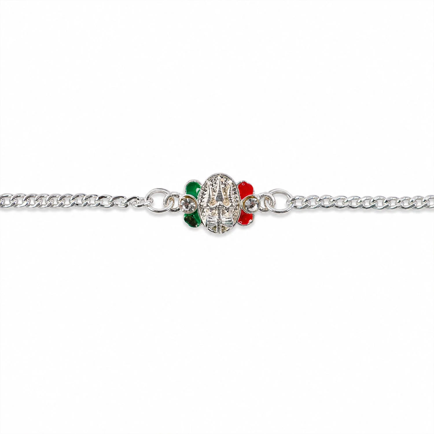 Silver Trishul Chain Rakhi with Stone & Meenakari – Rakhi for Brother - Image 5