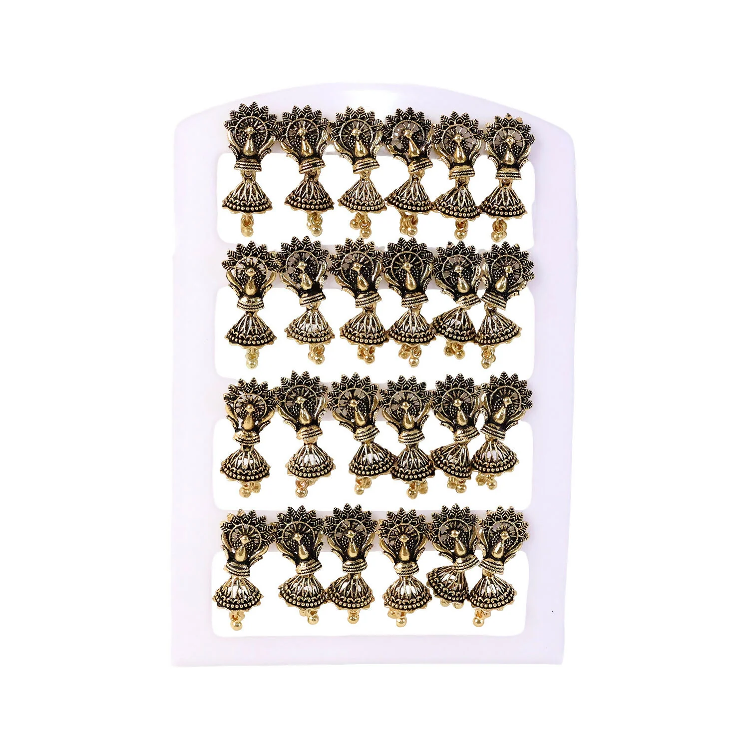 Oxidised Floral Leaf Jhumka Earrings – Lightweight Traditional Style - Image 5