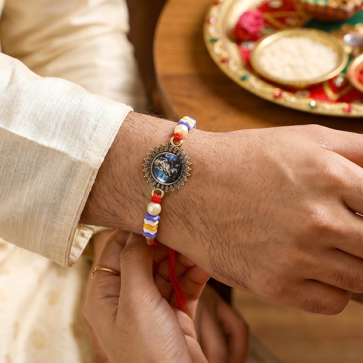 Oxidised Bhabhi Rakhi – Traditional Beaded Gift for Sister-in-Law - Image 3