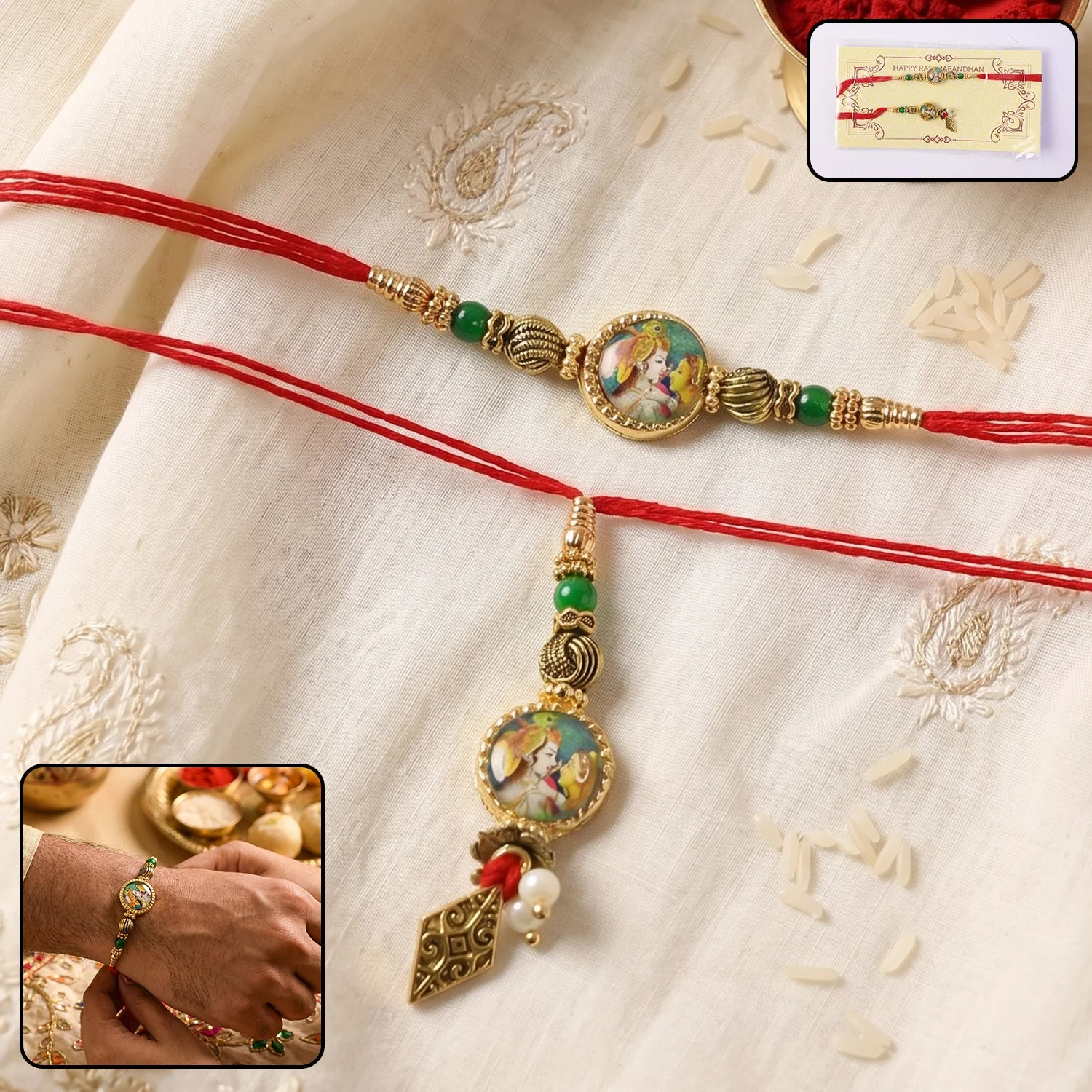 Peacock Charm Bhabhi Rakhi – Colorful Beads & Traditional Elegance - Image 4