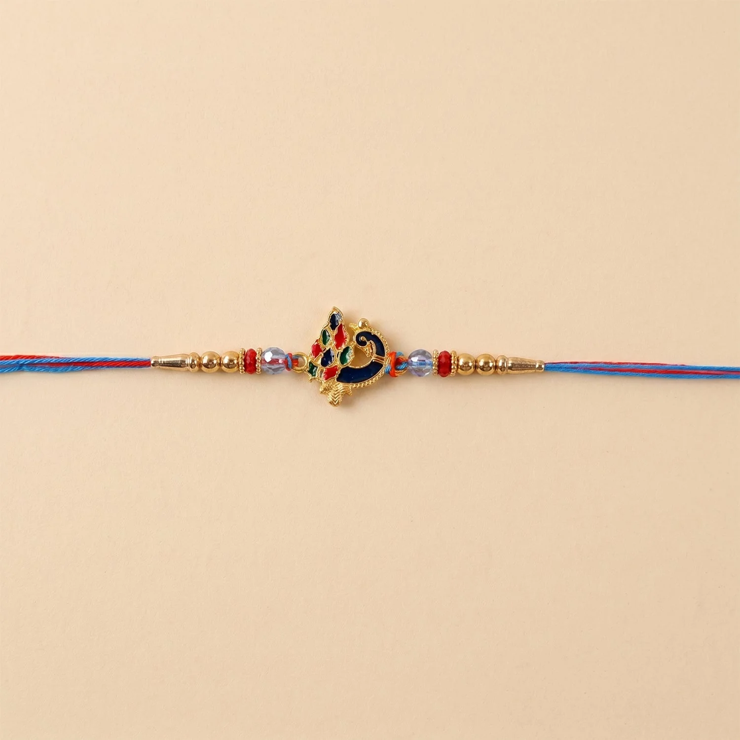 Peacock Beads Rakhi – Elegant Traditional Brother Gift - Image 4