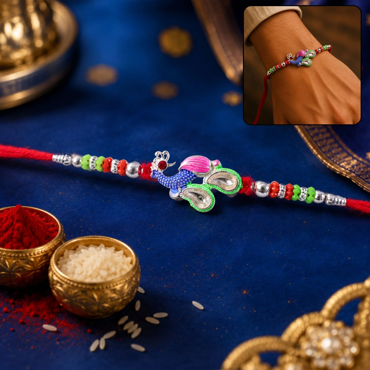Rakshabandhan Peacock Rakhi – Traditional & Colorful Design for Brother