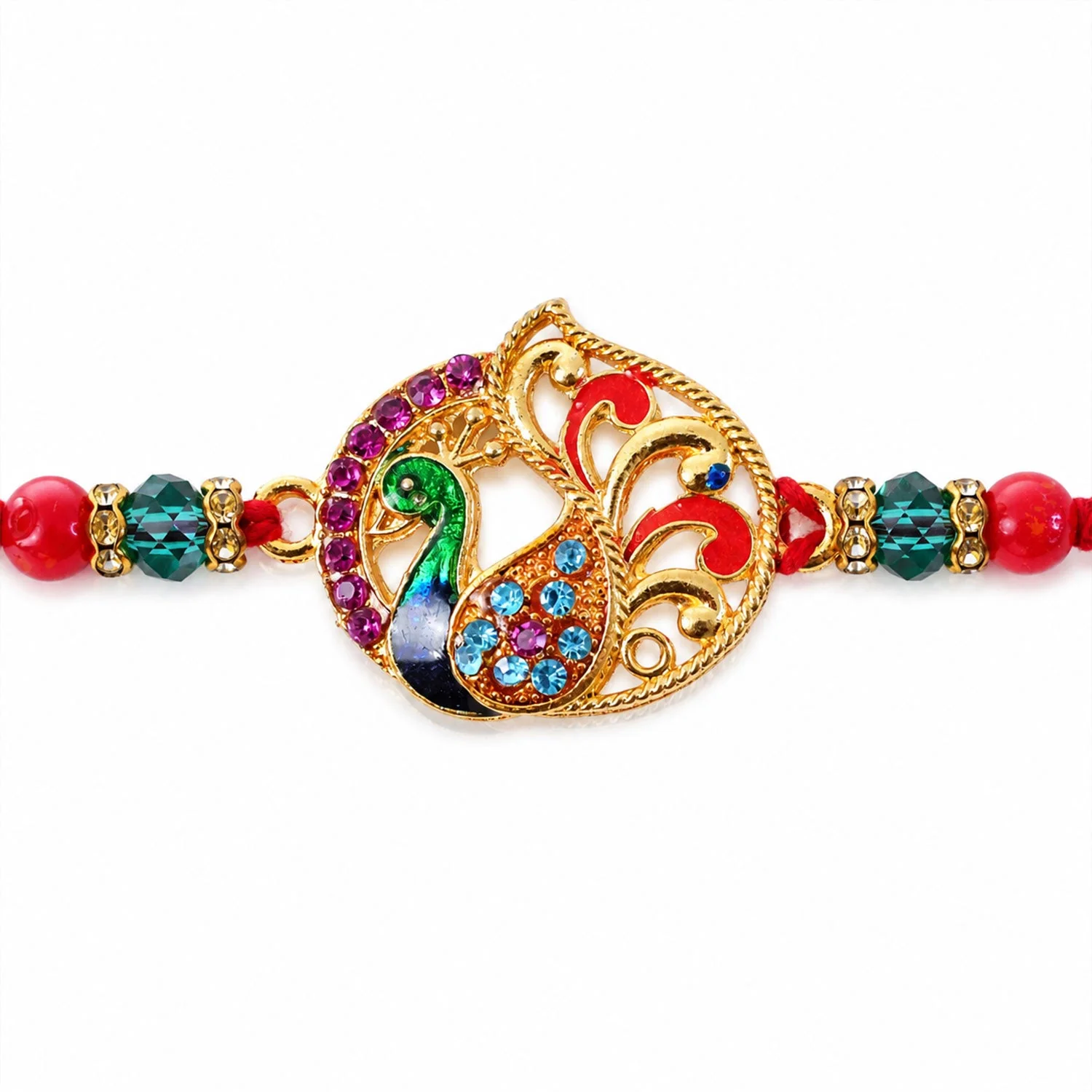 Peacock Paisley Stone Studded Premium Designer Rakhi for Brother - Image 5