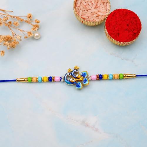 Peacock Rakhi Combo - Raksha Bandhan Gift with Choco Beats 32gm, Pack of 5 | Rakhi Gift - Image 14