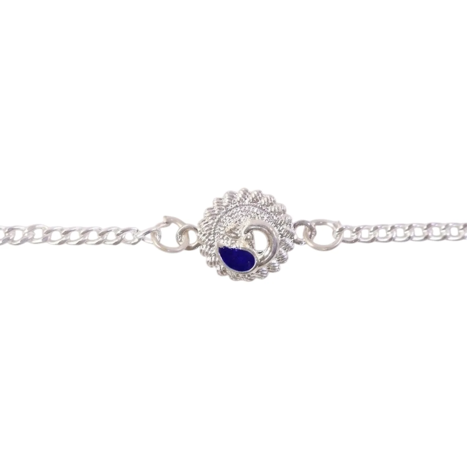 Peacock Round Stone Studded Designer Chain Rakhi for Brother - Image 5