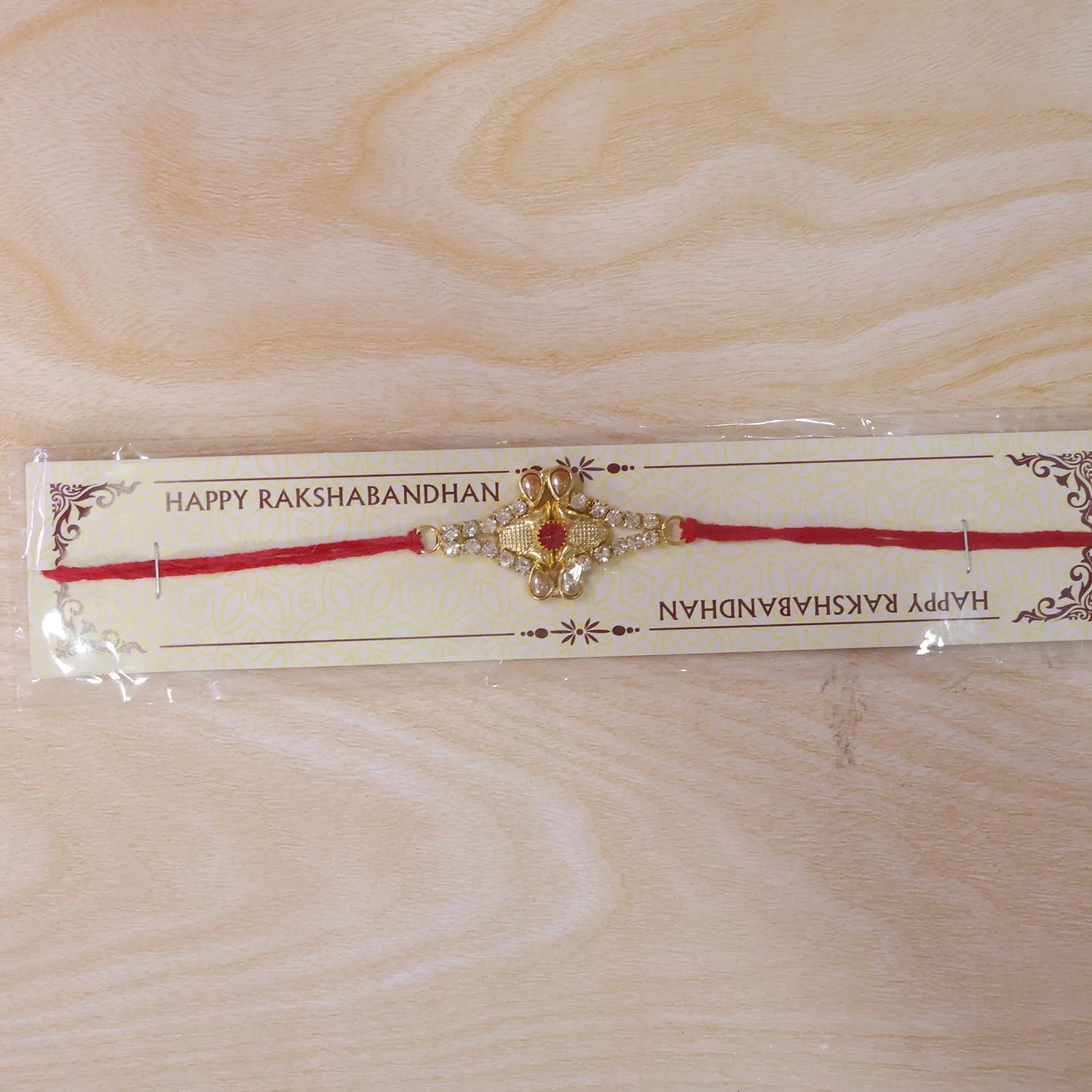 Pearl Flower Red Stone Rakhi for Brother Bhai Raksha Bandhan Festival Special Gift - Image 6