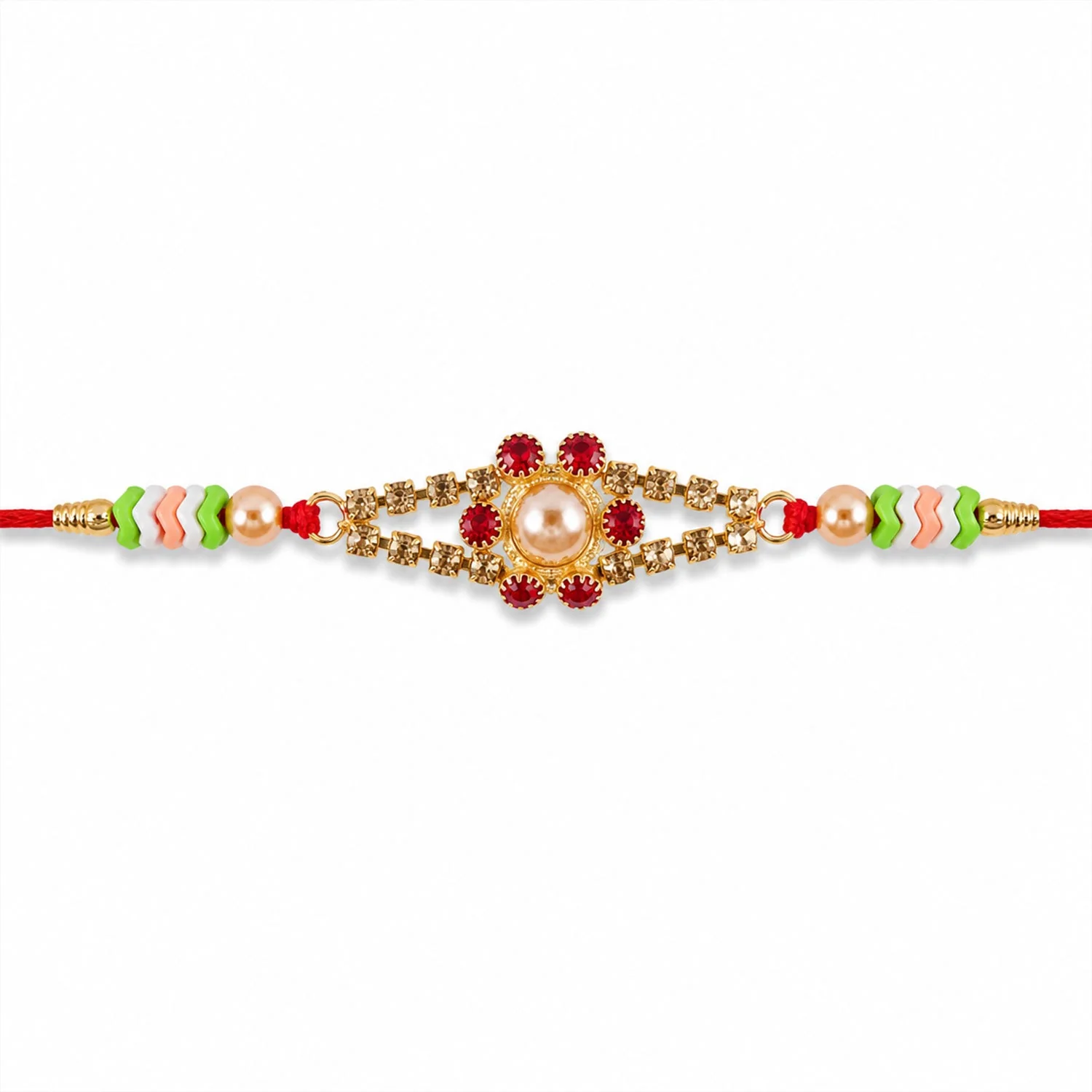 Premium Pearl Stone Designer Rakhi for Brother with Decorative Beads - Image 5
