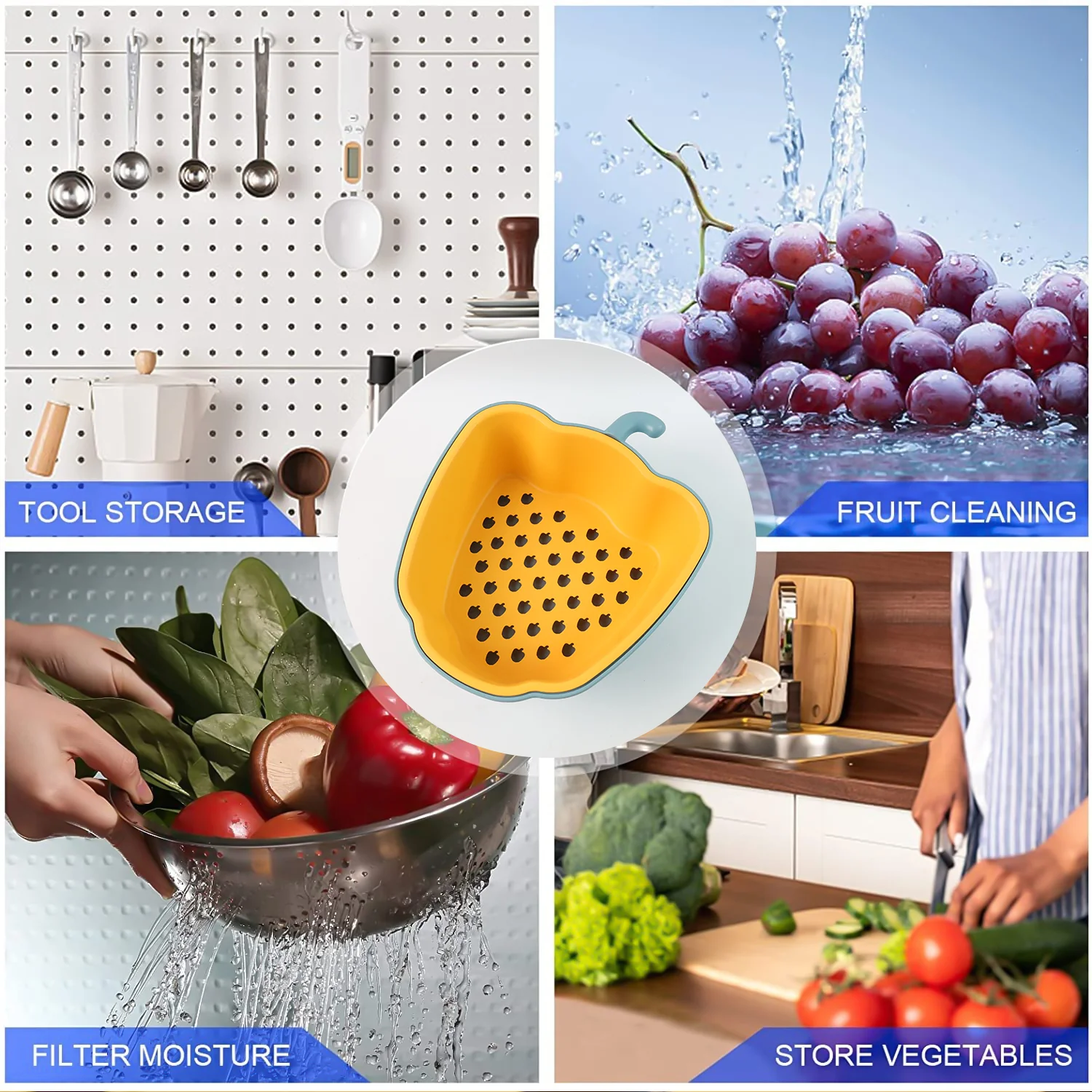 Pepper Shape Washing Bowl – 2-in-1 Draining & Serving Set - Image 3