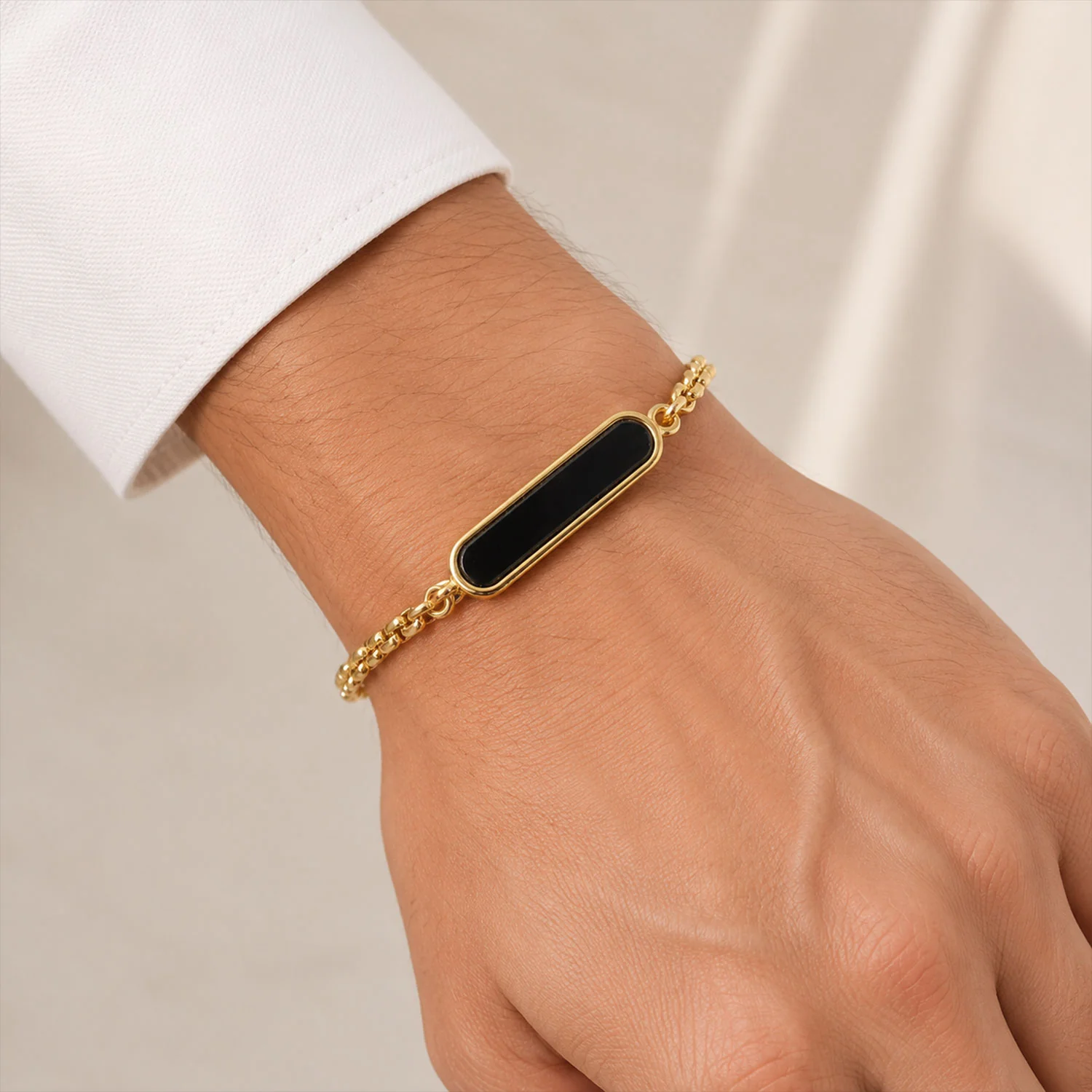 Personalized Name Bracelet – Custom Black Enamel Chain for Men - Image 2