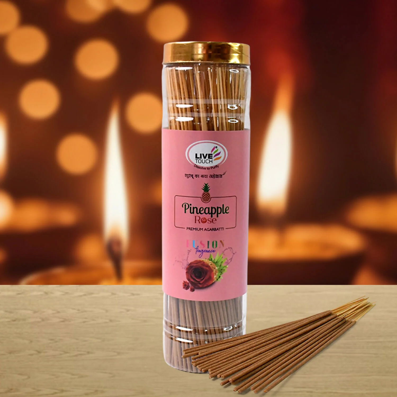 Pineapple Rose Premium Aura Agarbatti – Natural Fragrance Jar 250g - Image 4