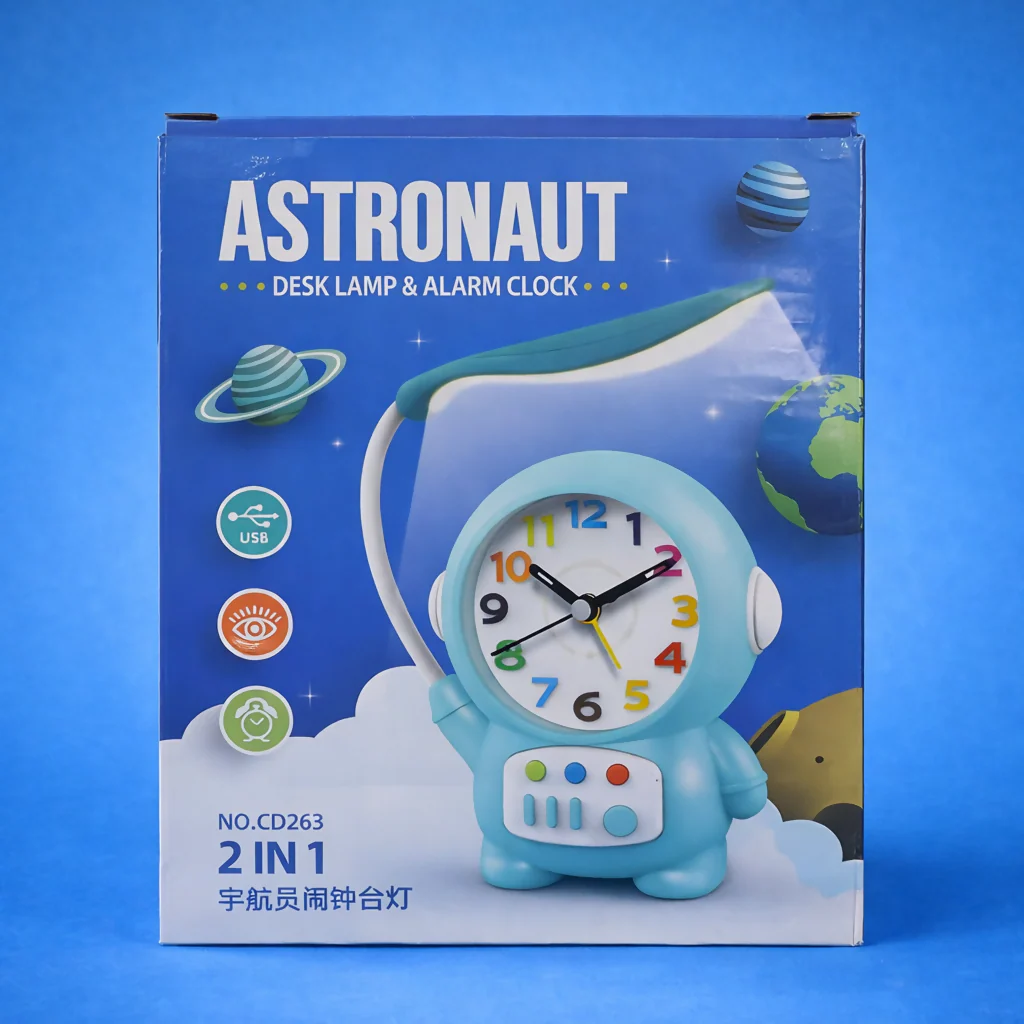 Astronaut Desk Lamp with Alarm Clock – Kid-Friendly Study Light - Image 4