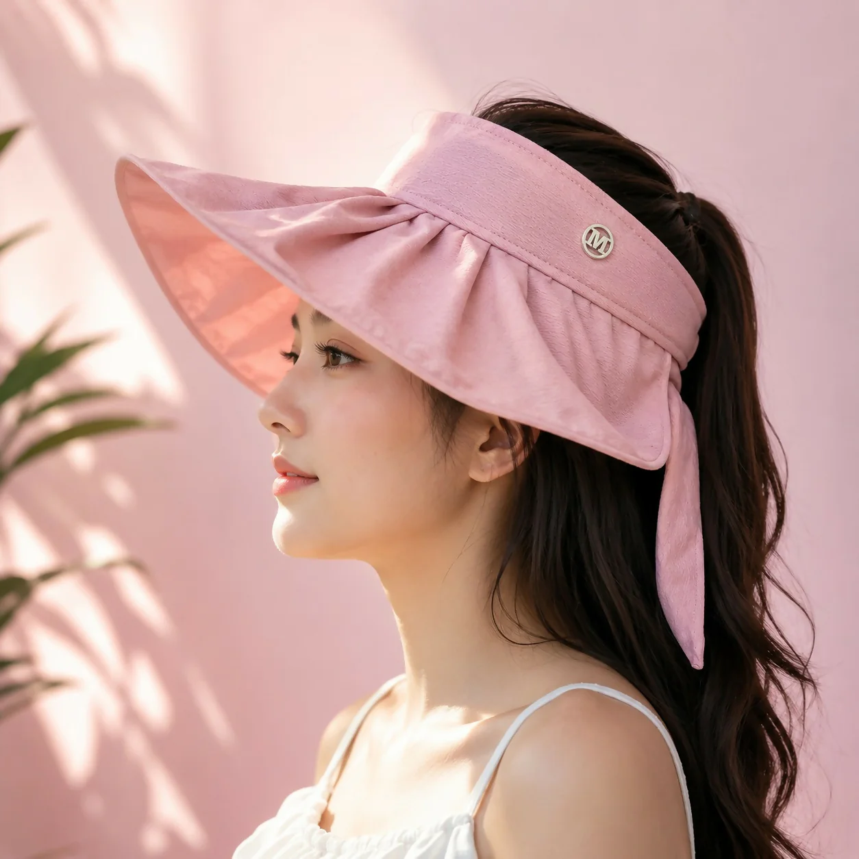 Pink Women's Foldable Wide Brim Sun Visor Cap – Travel & Outdoor UV Protection - Image 2