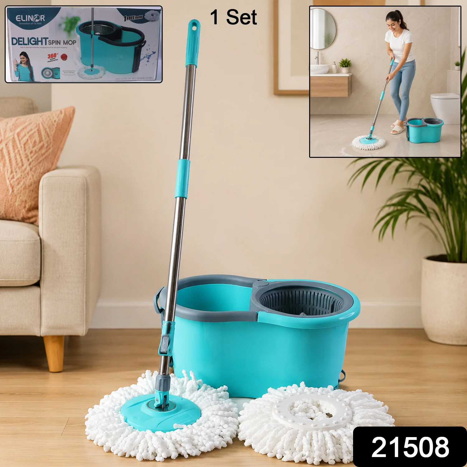 Plastic 360° Spin Mop Set – Effortless Floor Cleaning Solution - Image 2