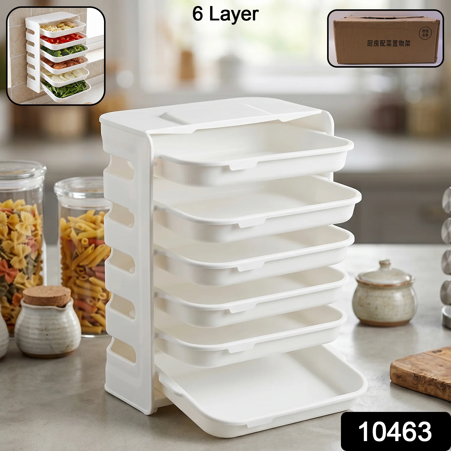 6-Layer Wall Mounted Food Storage Rack – Space-Saving Kitchen Organizer - Image 2