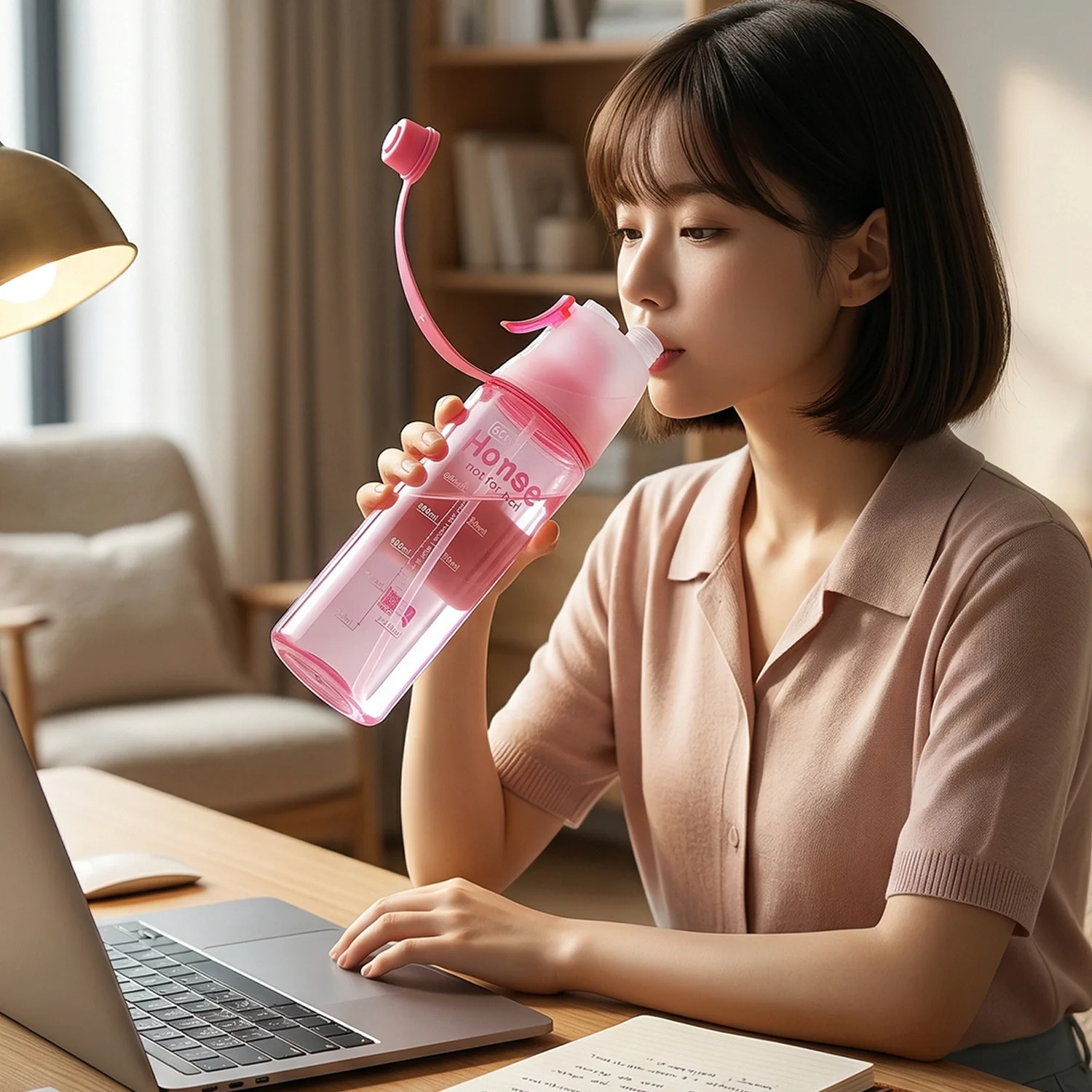 Sports Water Bottle – 600ML Dual Function with Mist Spray - Image 3