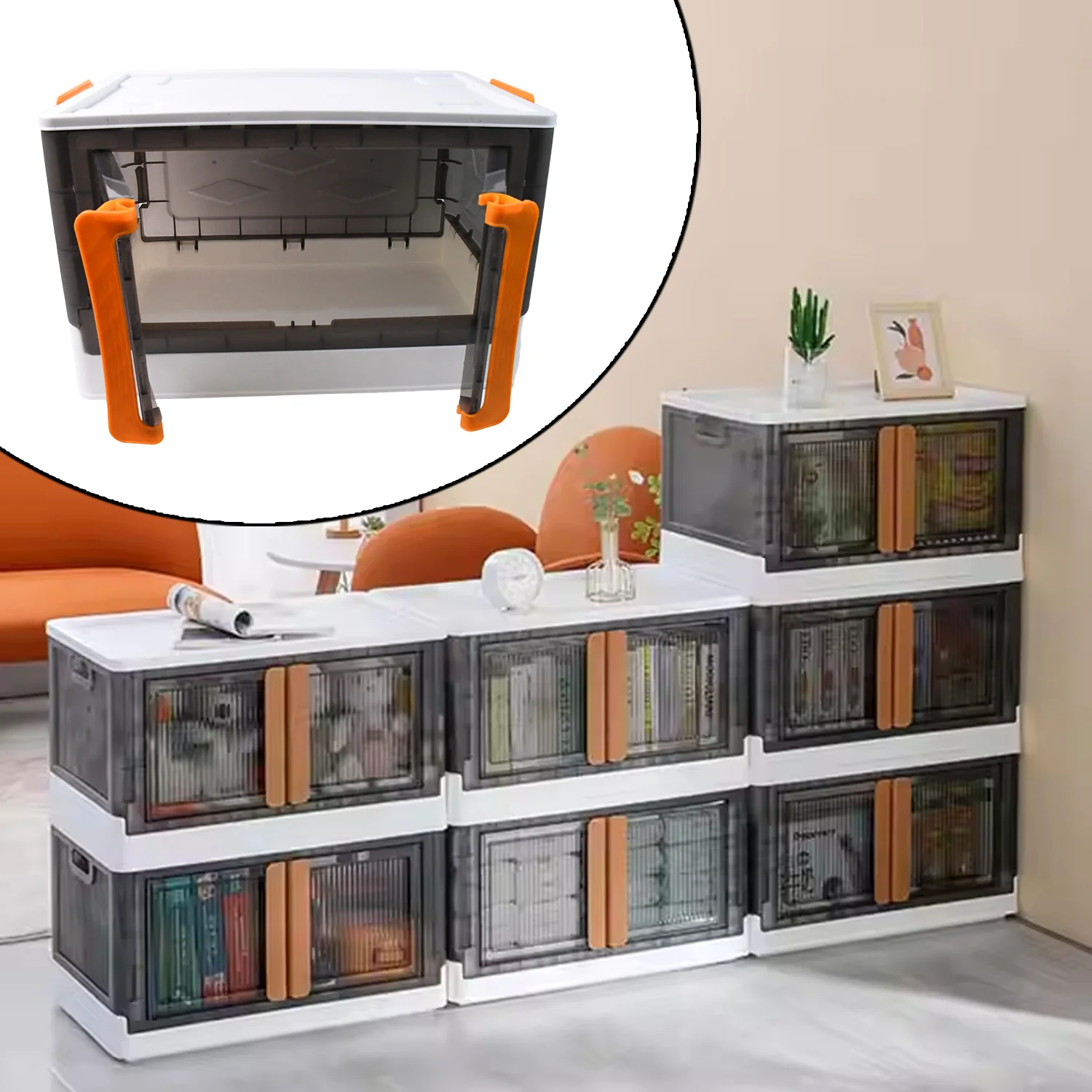 Plastic Folding Wardrobe Organizer – Space-Saving Storage with Wheels - Image 3