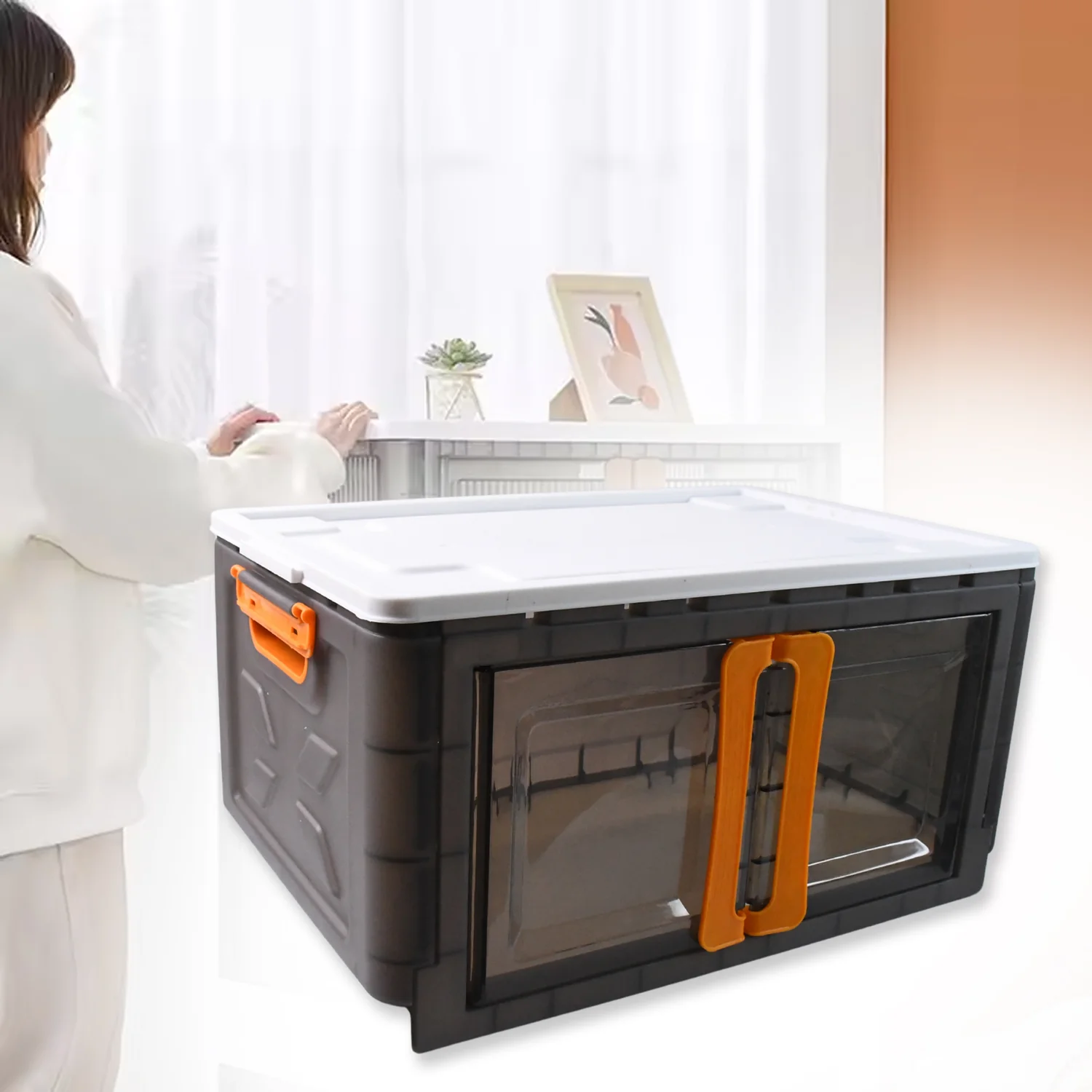 Plastic Folding Wardrobe Organizer – Space-Saving Storage with Wheels - Image 6