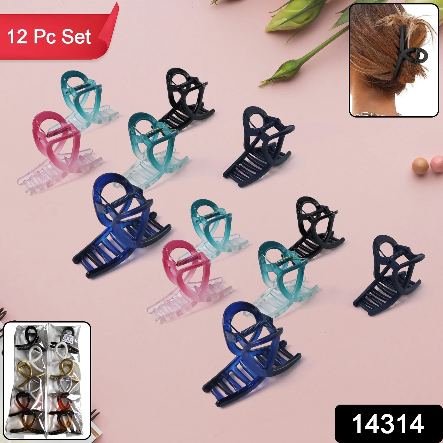 Plastic Hair Clamp – Durable Matte Finish Barrette Clip Set - Image 2