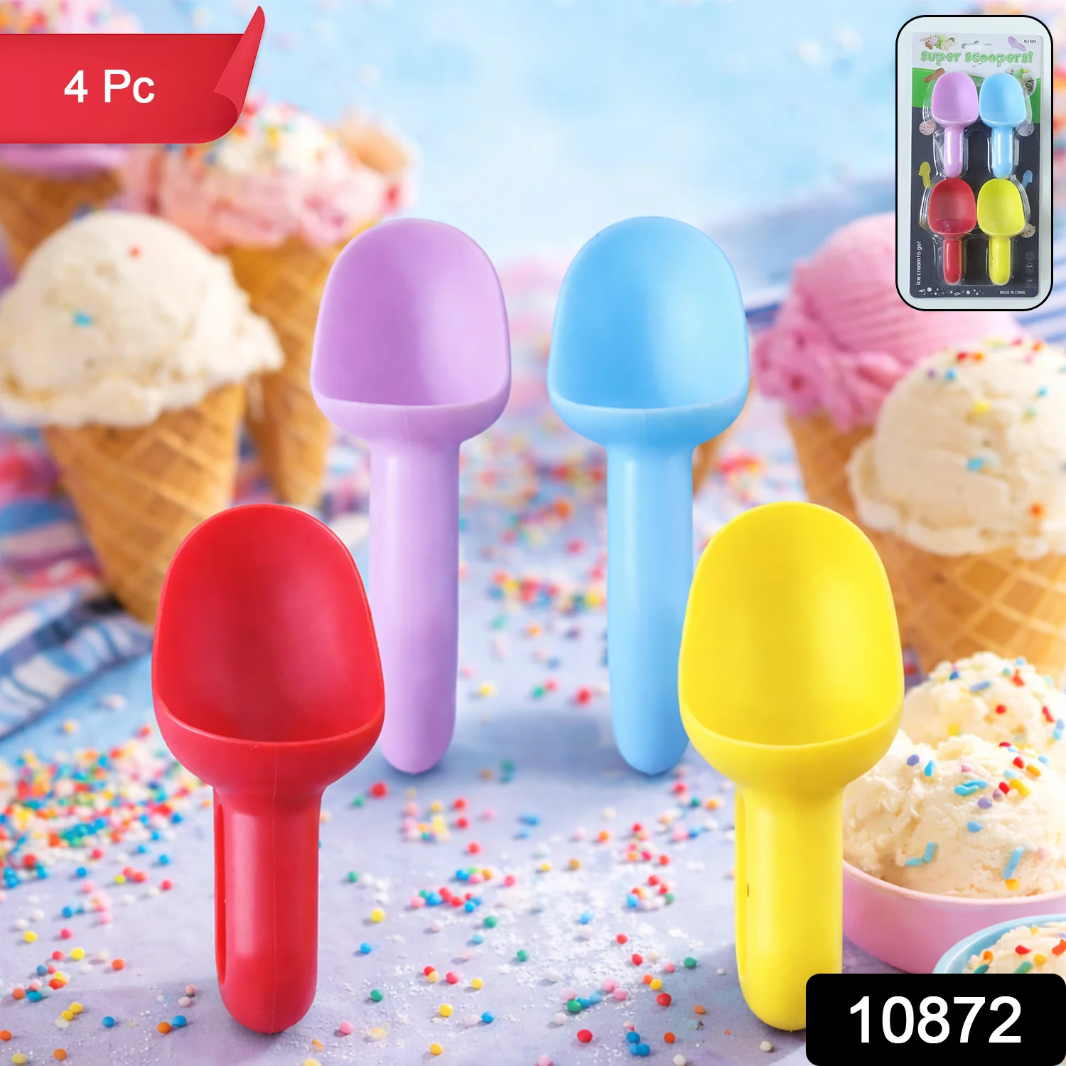 Plastic Ice Cream Scoop – 4 Pc Multipurpose Kitchen Set - Image 2