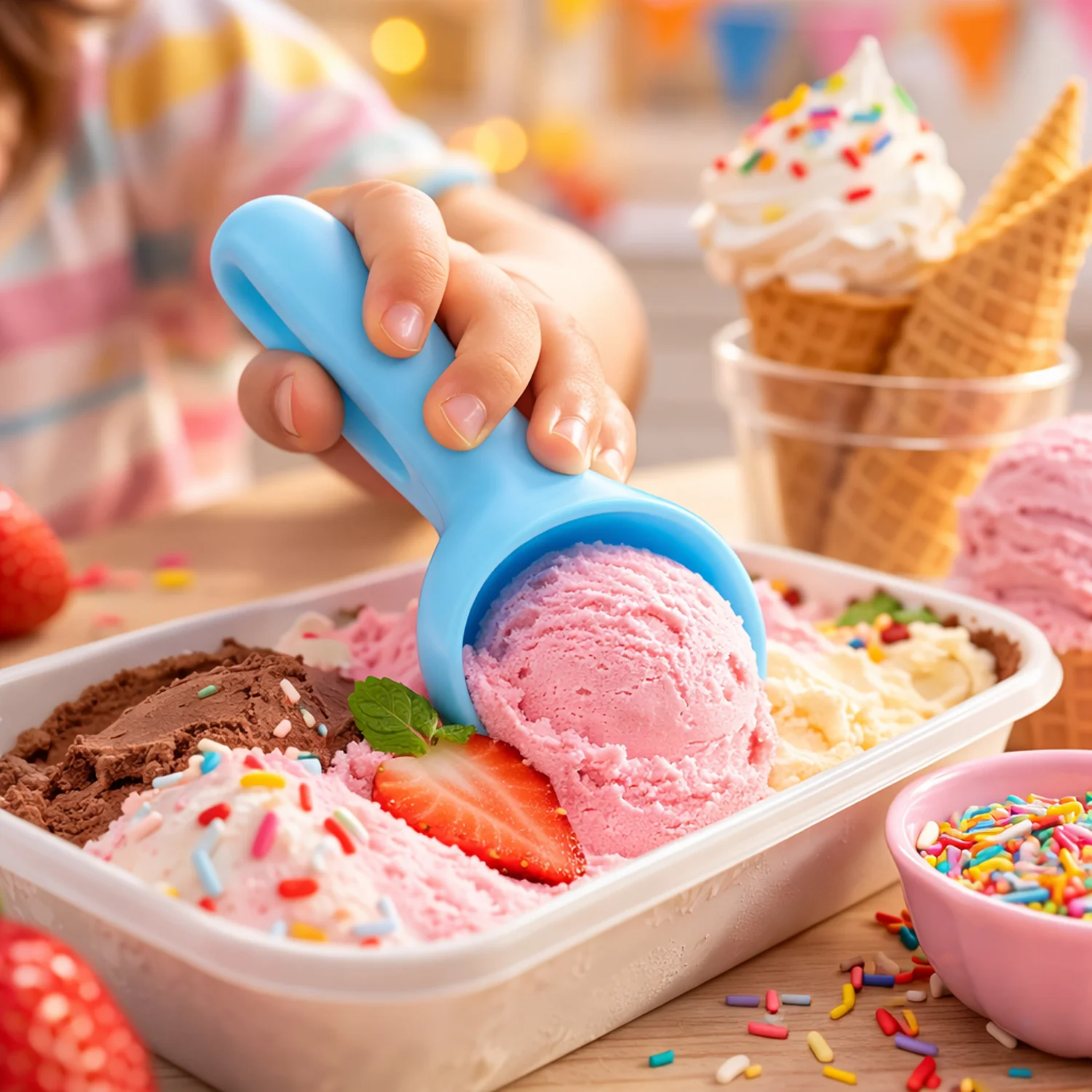 Plastic Ice Cream Scoop – 4 Pc Multipurpose Kitchen Set - Image 3