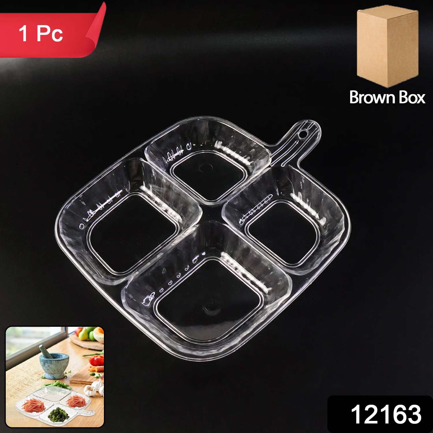 Plastic 4-Compartment Serving Tray – Durable & Portable Kitchen Tray - Image 7