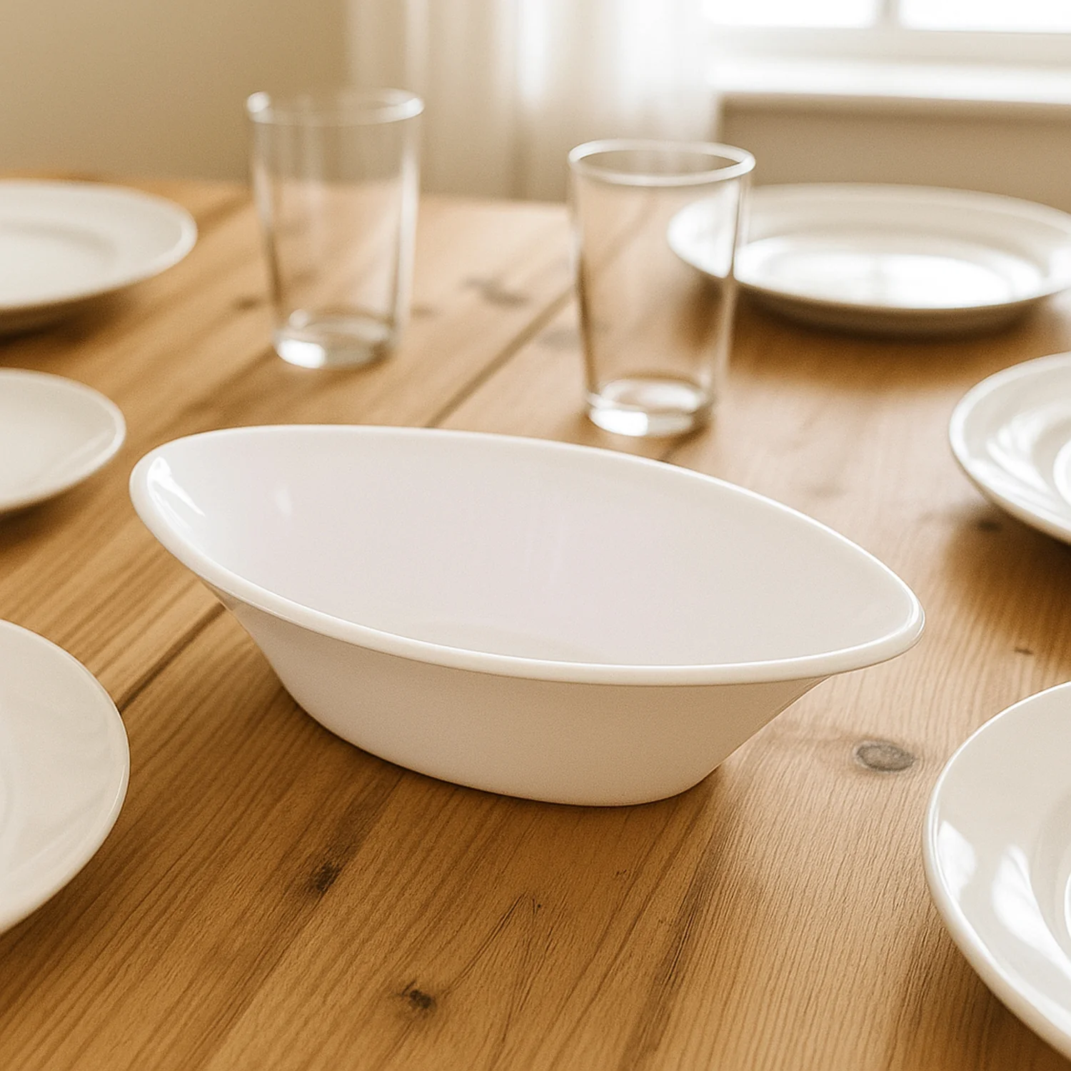 Marin Oval Serving Bowl – Deep, Elegant White Plastic Bowl - Image 6