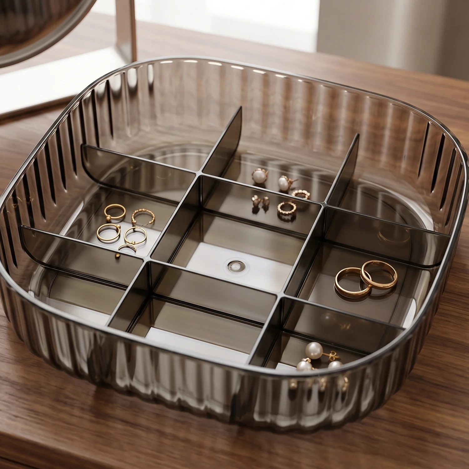 Plastic Multi-Compartment Jewelry Organizer Box, Stackable Ring Storage (1 Set) - Image 8