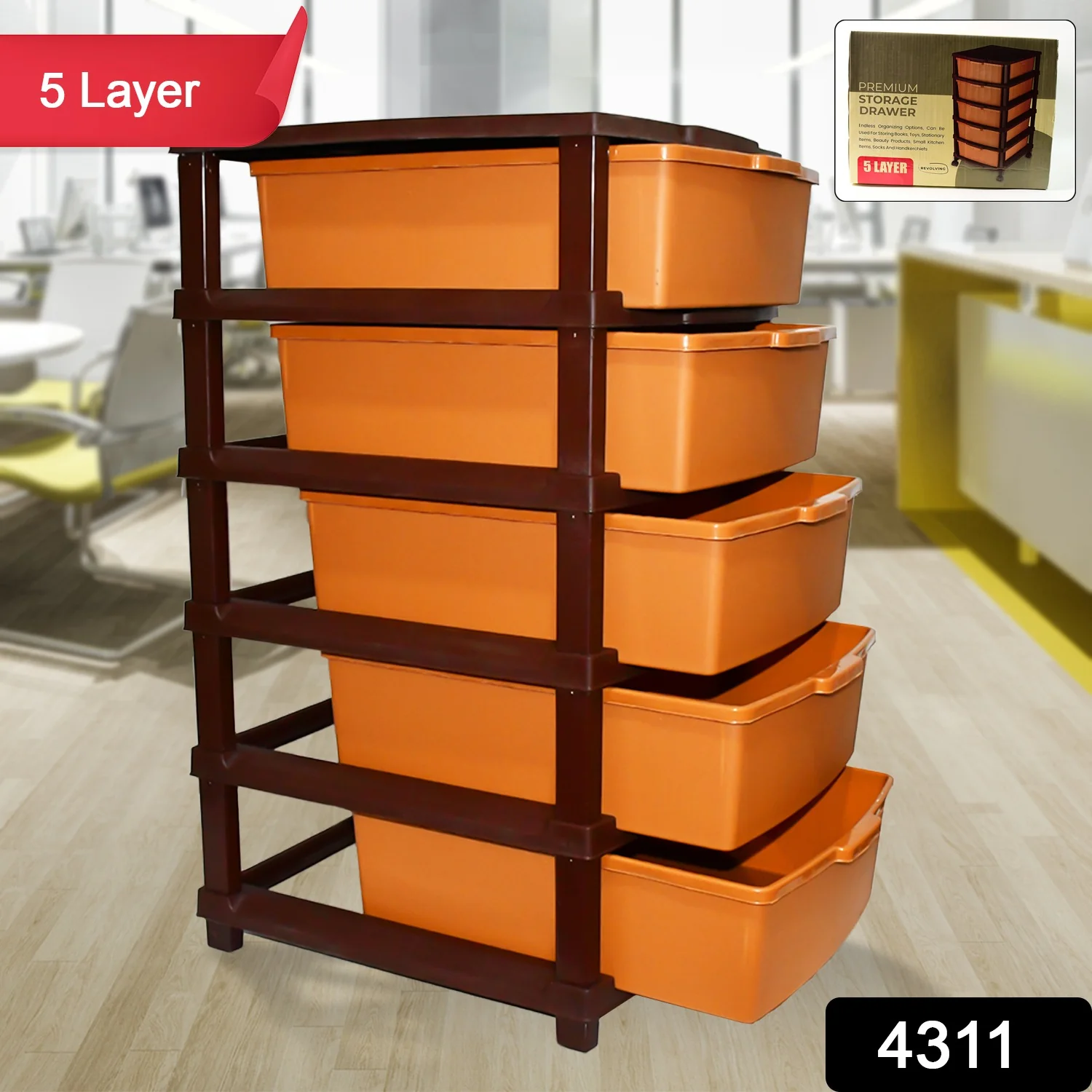 Plastic Home Storage Organizer – 5-Layer Large Modular Drawer - Image 2