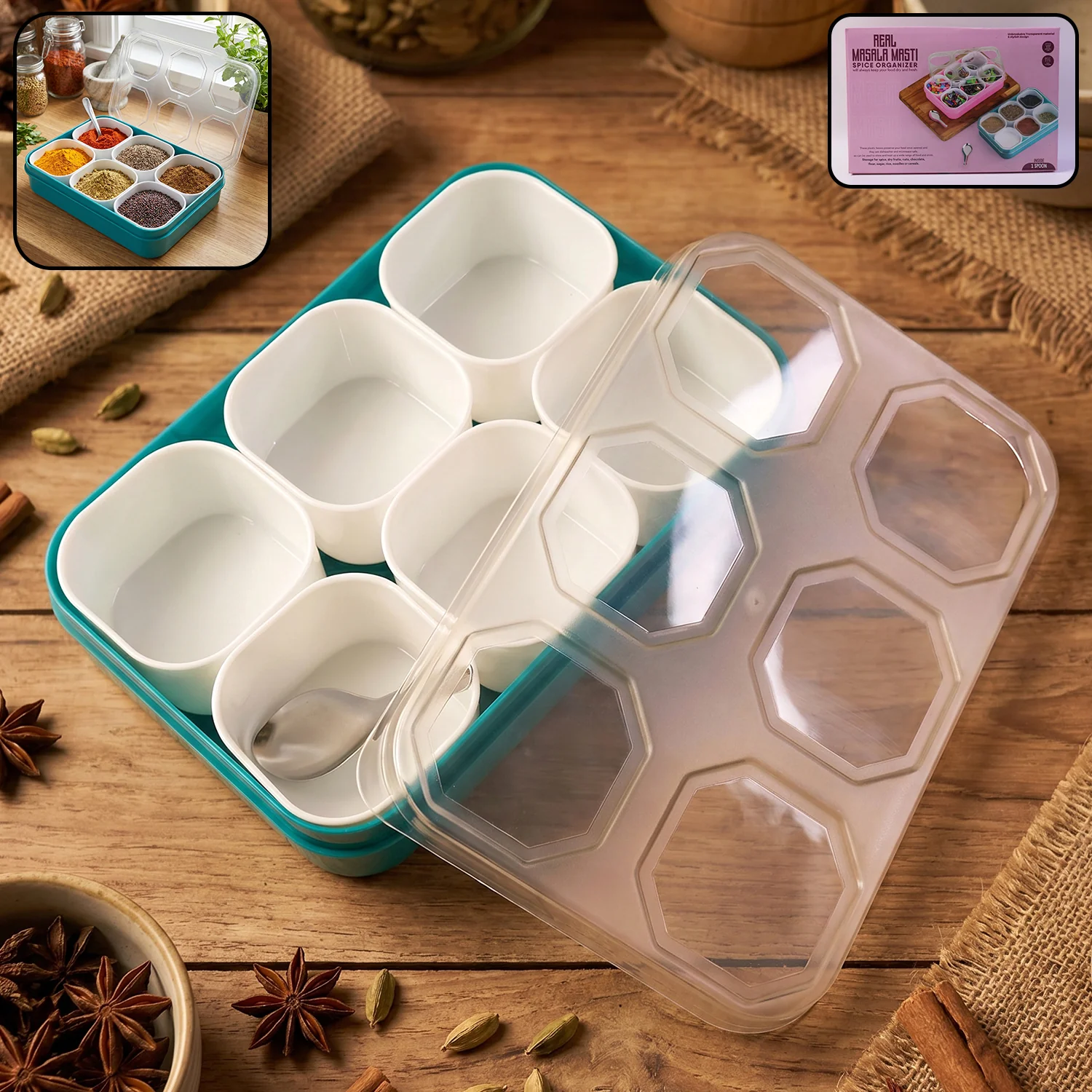 Spice Storage Box – 6 Compartments for Easy Kitchen Organization