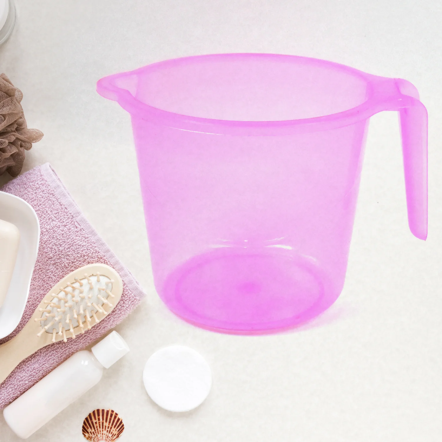 Plastic Bath Mug – 1200ML Transparent Mix Colour (Set of 5) | Mini Bubbles