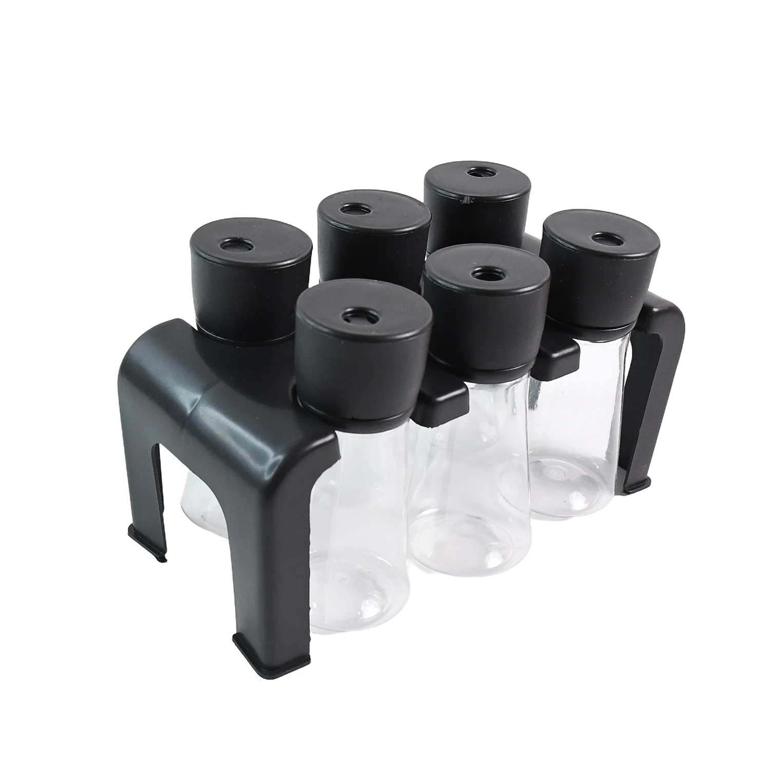 Plastic Spice Jar Set – 6-Piece Rotating Lid Organizer with Stand - Image 5