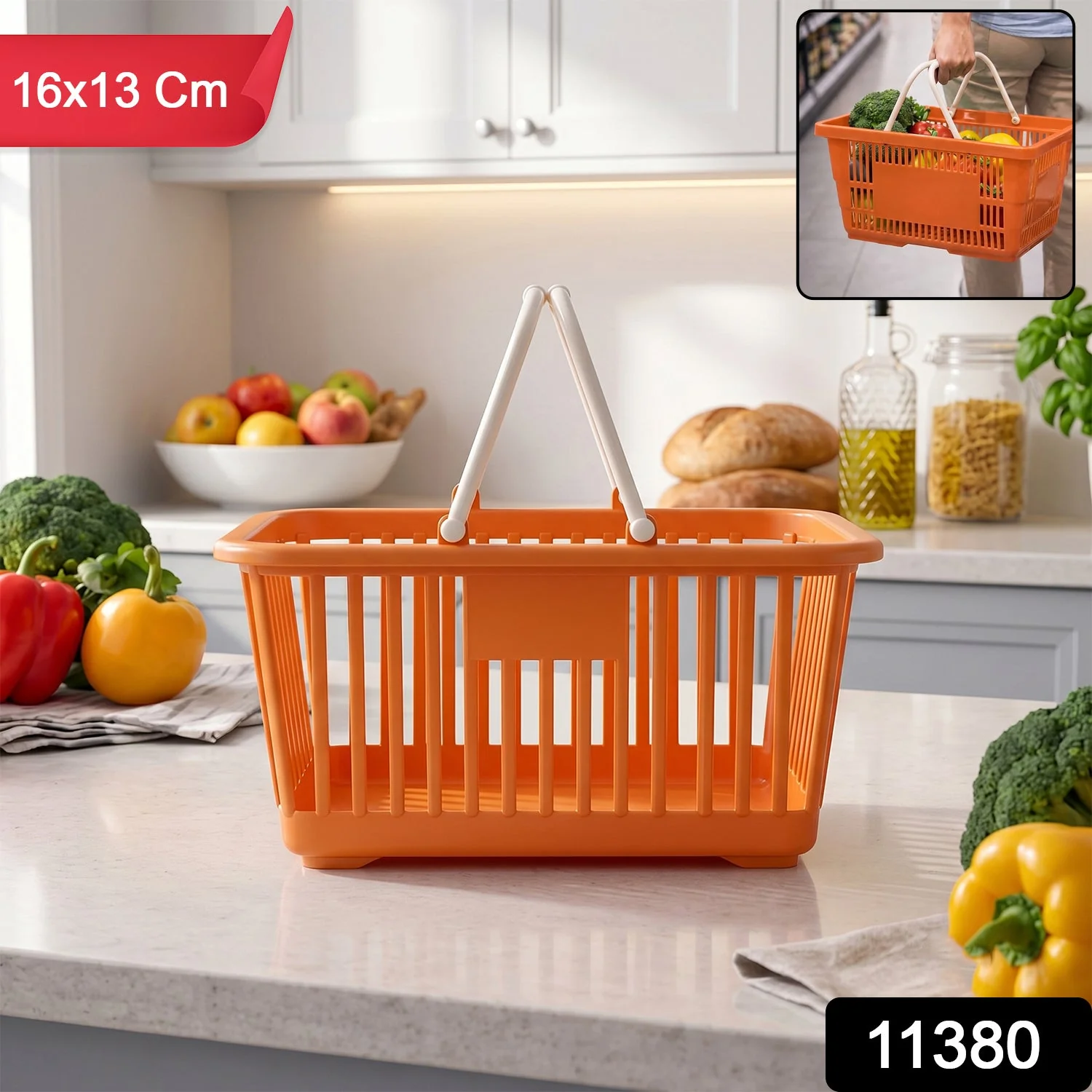 Plastic Storage Basket with Foldable Handles – Compact & Durable Organiser - Image 2