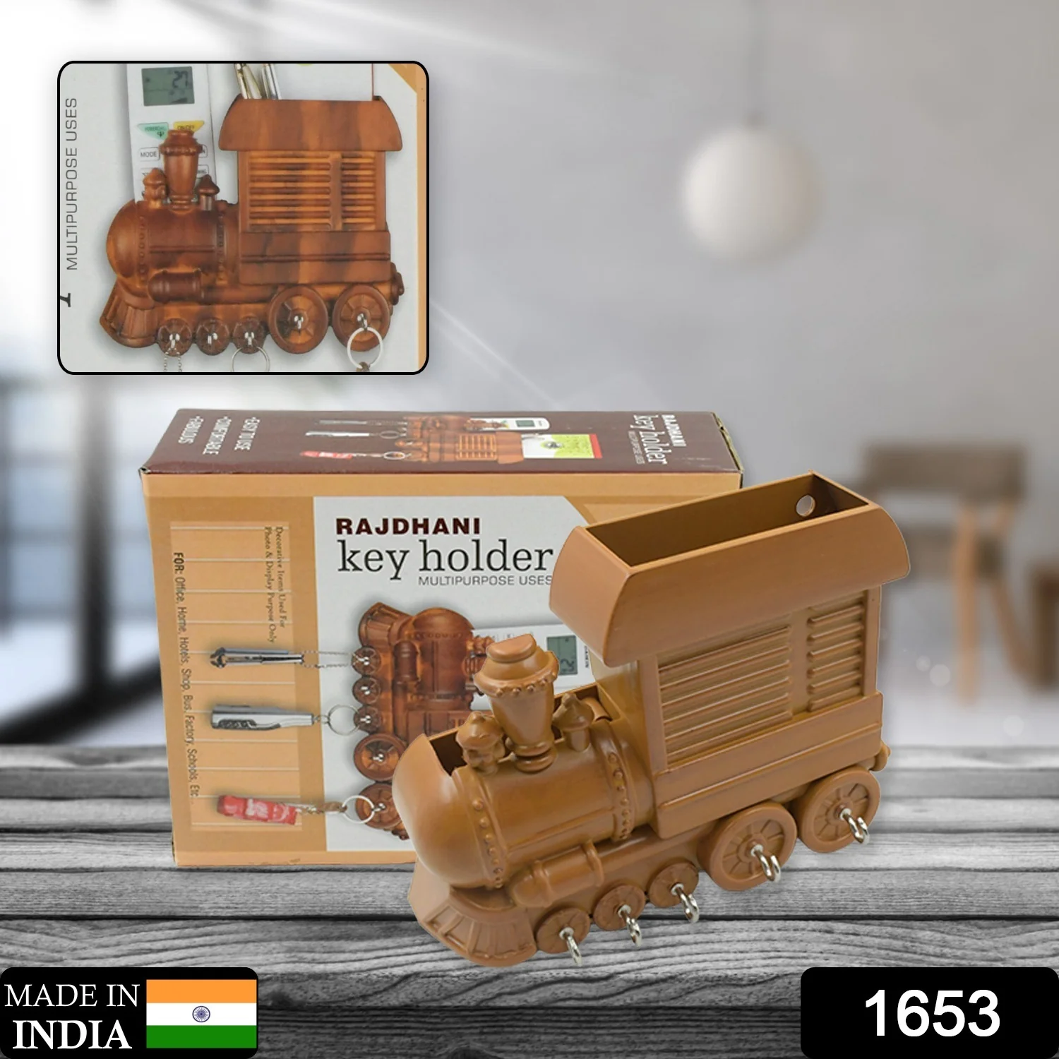 Train Key Holder – Decorative Plastic Wall Mount Organizer | Indo Glow - Image 2