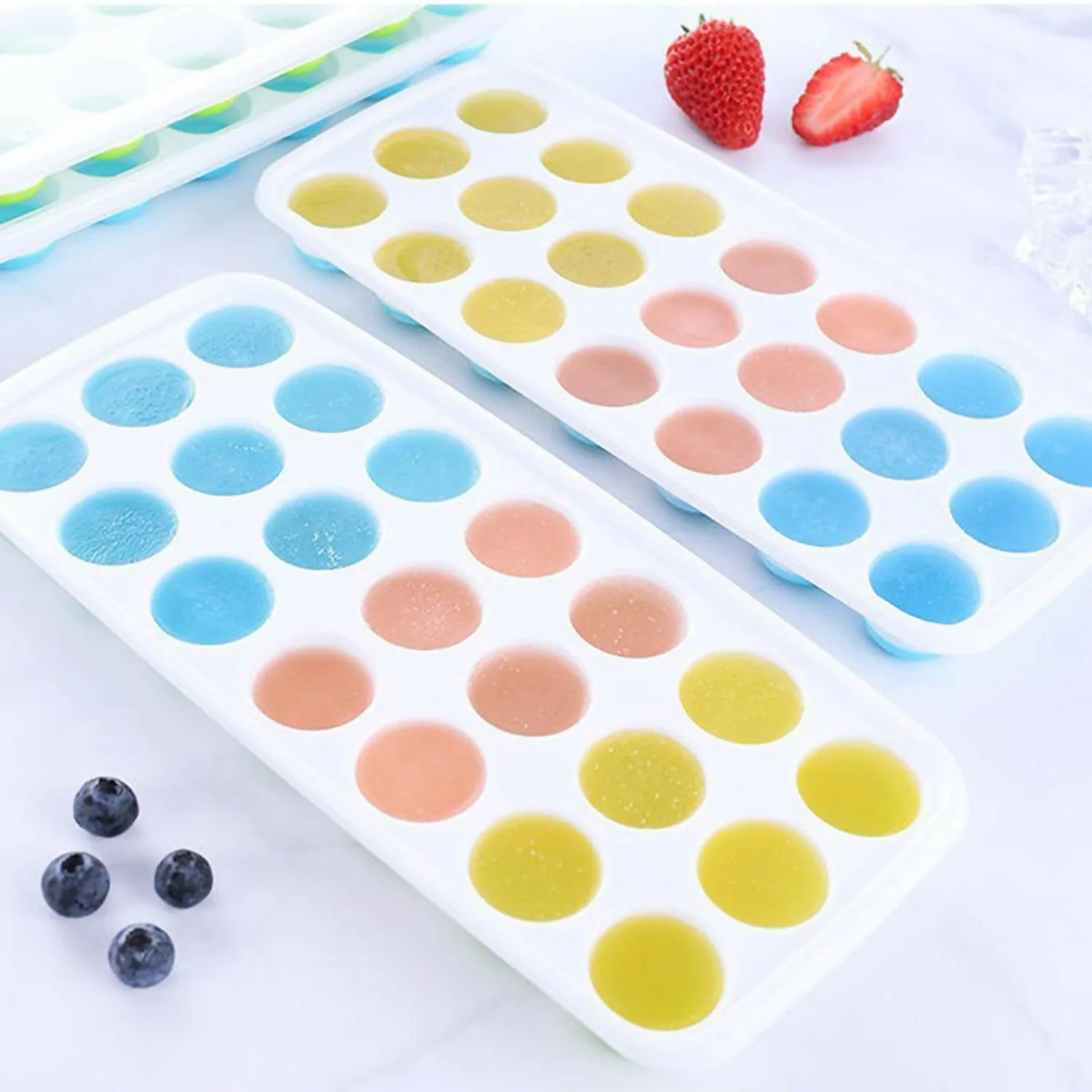 Silicone Ice Tray with Lid – Easy Pop-Out, Spill-Proof Pack of 2 - Image 3