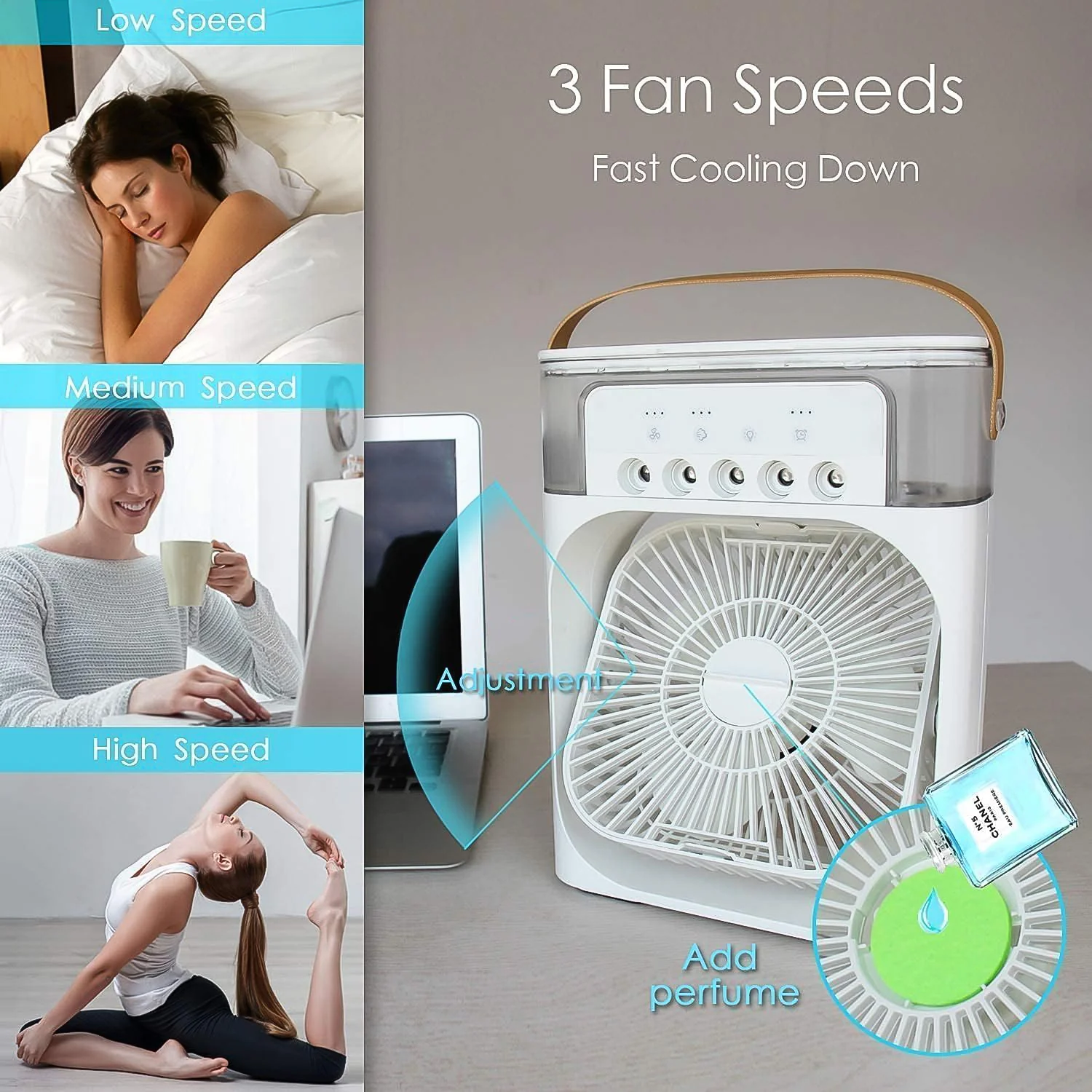 Portable Air Cooler Fan – Personal Cooling with 7-Color Light - Image 4