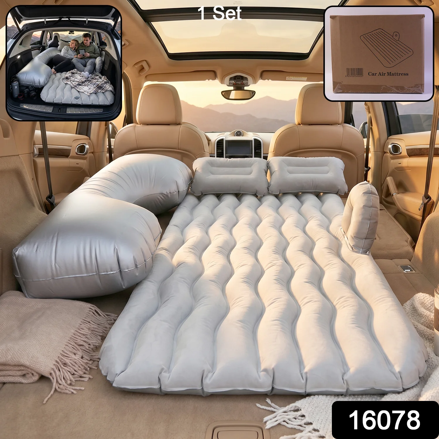 Portable Car Air Mattress – Foldable with Pump & Pillows for Road Trips, Car Sofa - Image 2
