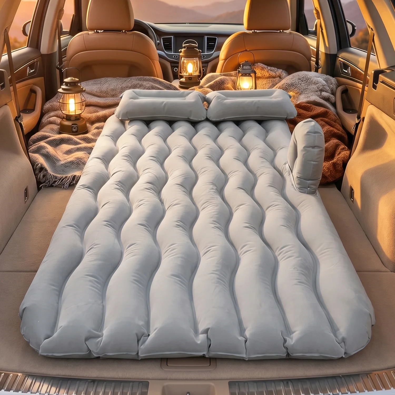 Portable Car Air Mattress – Foldable with Pump & Pillows for Road Trips, Car Sofa - Image 5