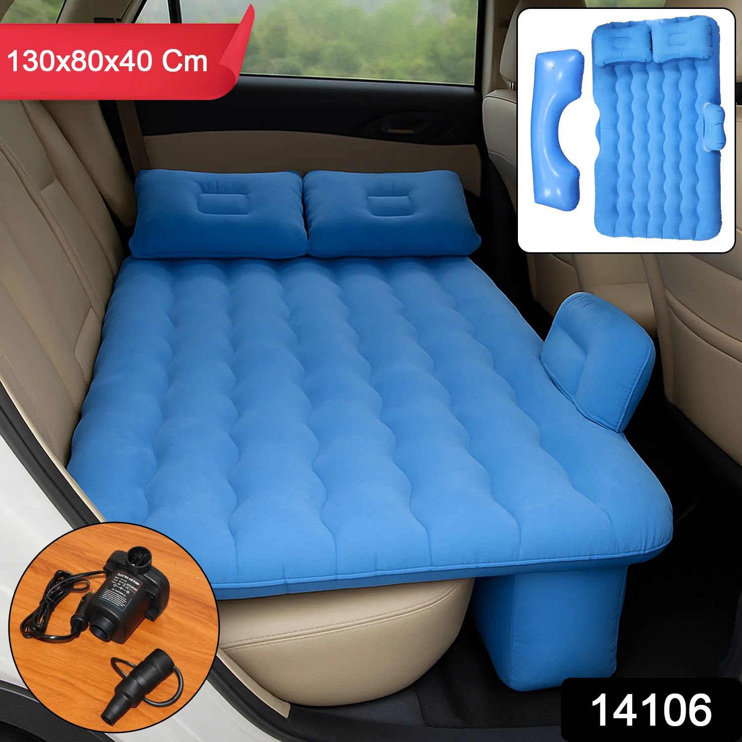Inflatable Car Backseat Air Mattress – Portable Comfort with Pump & Pillows, Car Sofa - Image 2