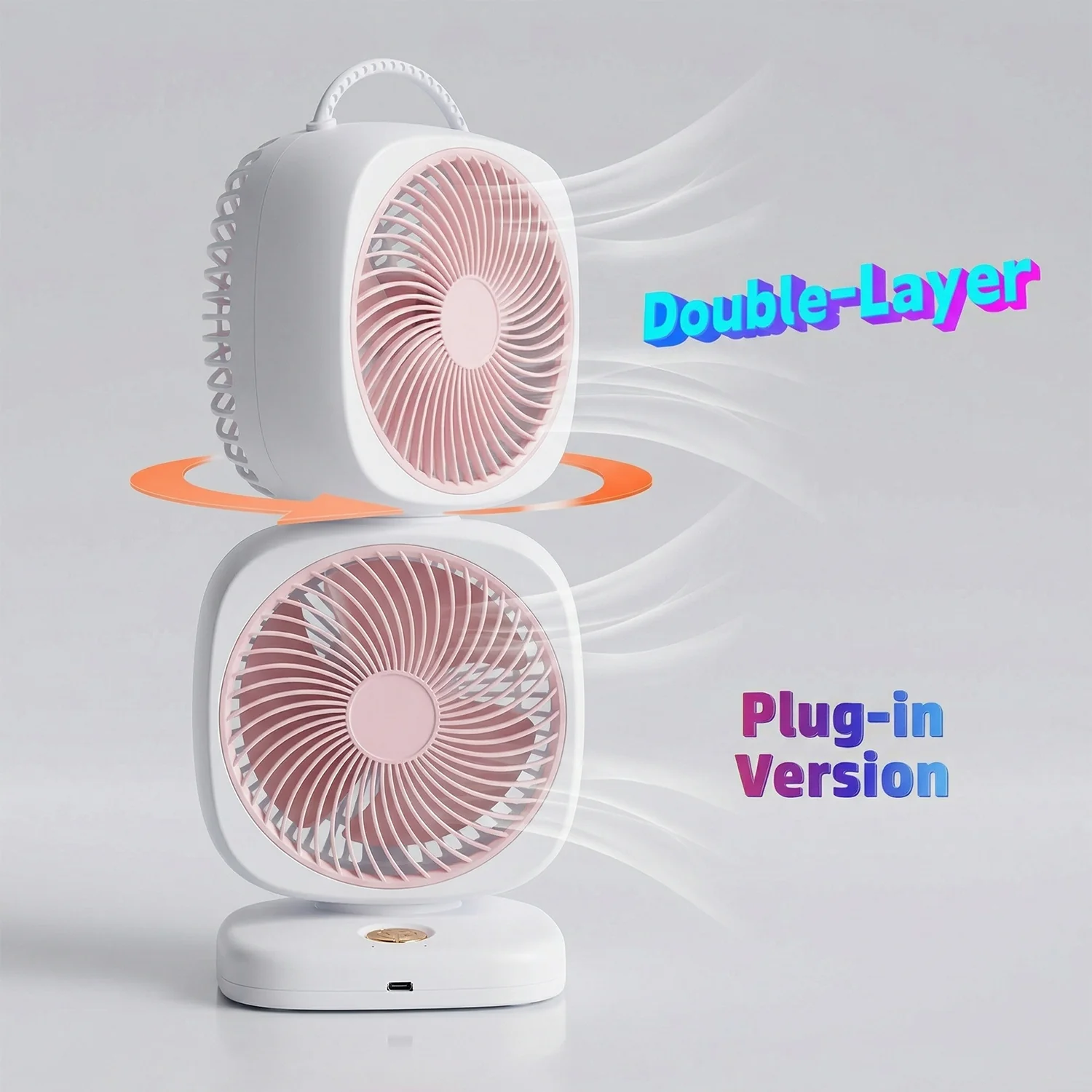 Portable Dual Head USB Fan – Adjustable & Rechargeable for Personal Cooling - Image 8