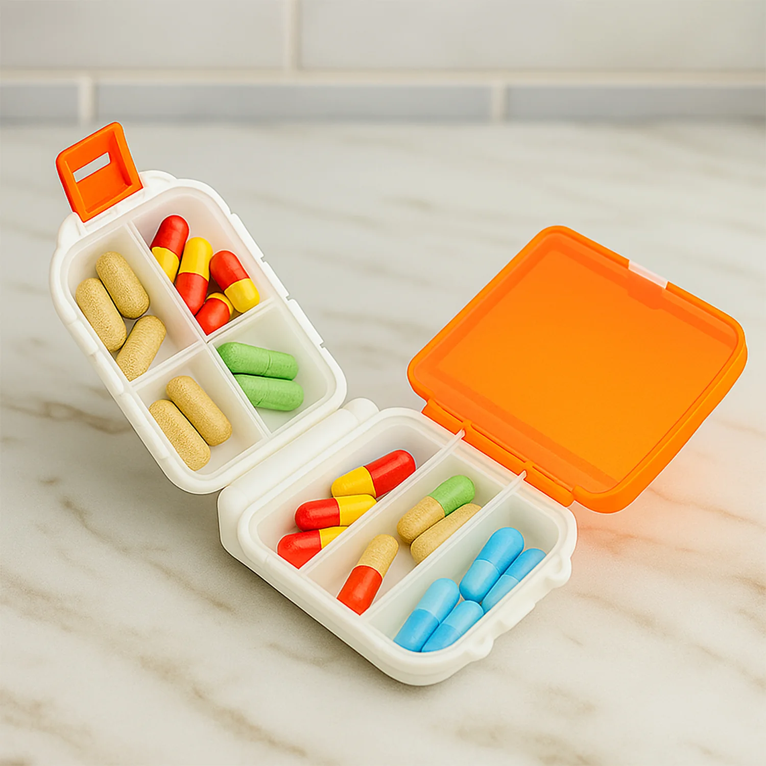 Pill Organizer Box – Dual-Sided with 8 Secure Compartments - Image 2