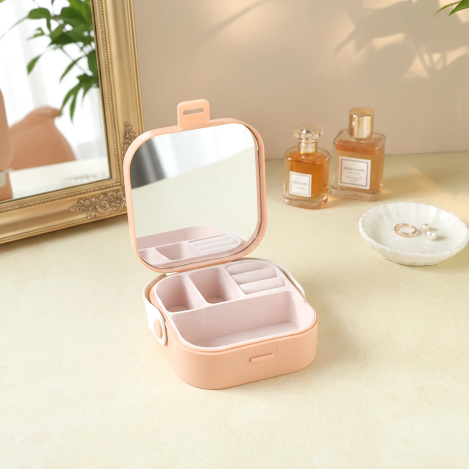 Mini Jewelry Storage Box – Compact Travel Organizer with Mirror - Image 5