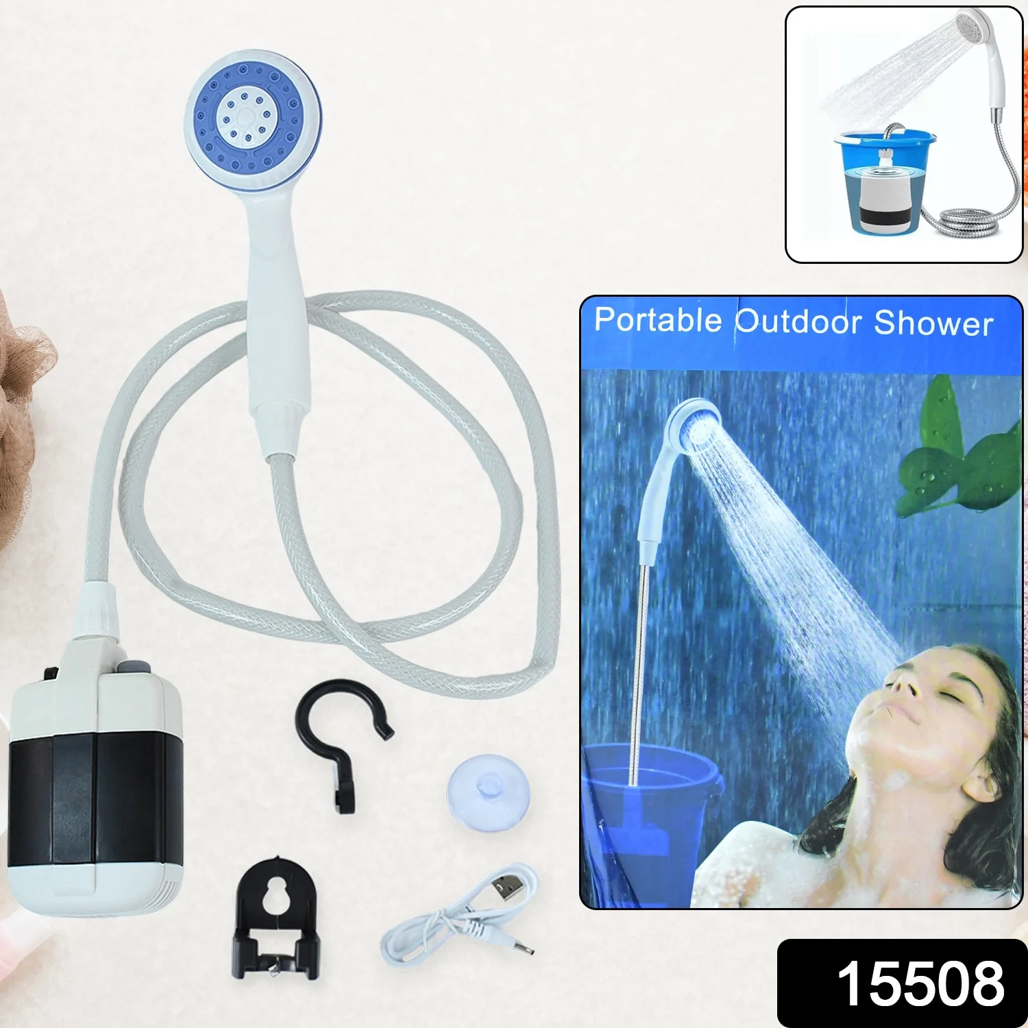 Portable Outdoor Shower Kit – USB Rechargeable Pump for Camping Comfort - Image 2