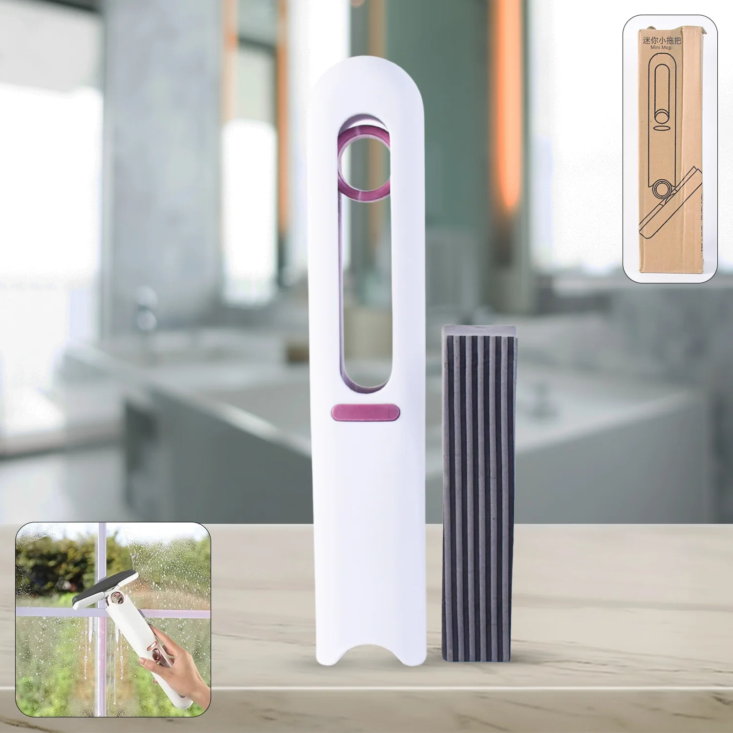 Mini Mop – Portable Self-Squeeze PVA Sponge for Home | DeoDap