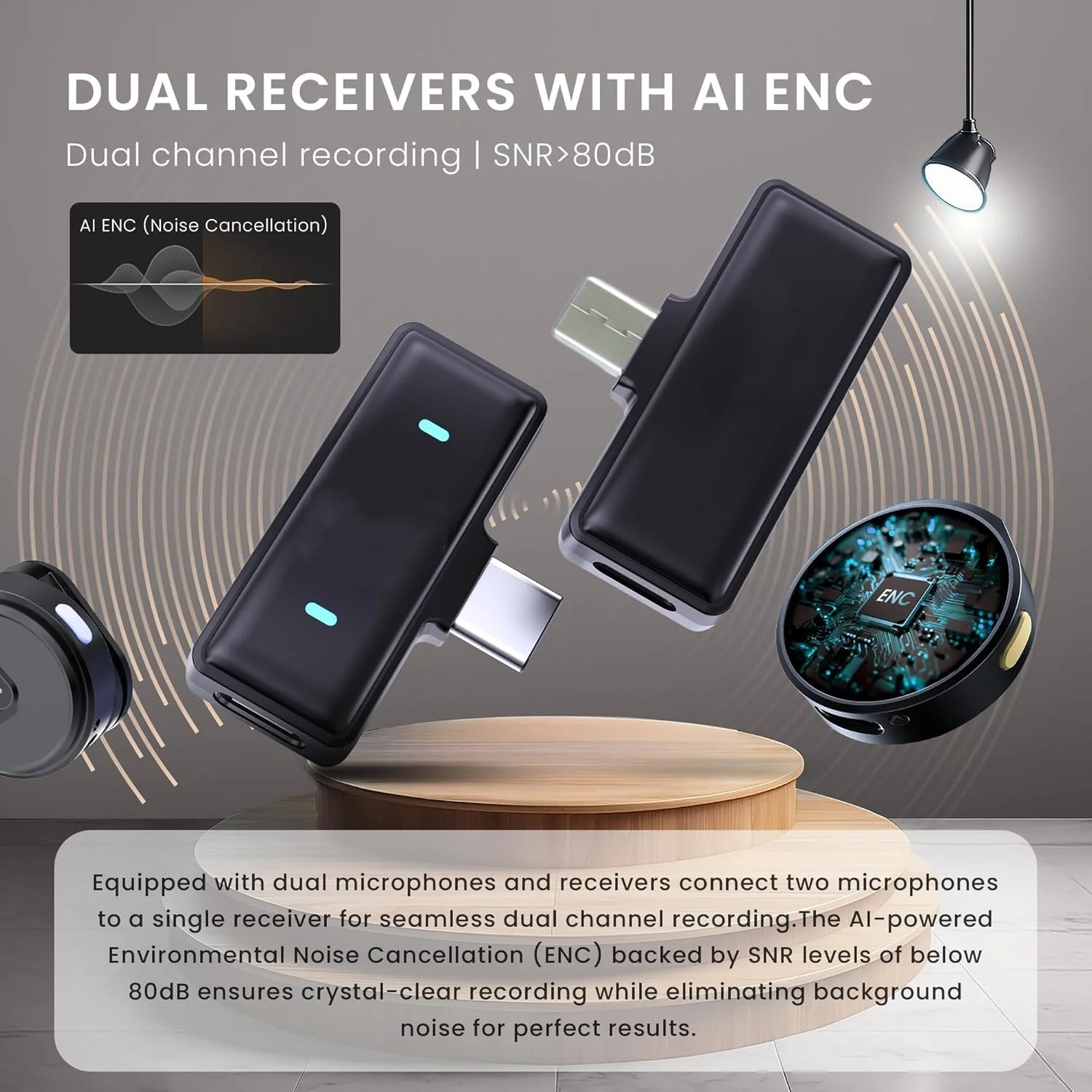 Wireless Lavalier Microphone – Dual Clip-On System for Content Creators - Image 8